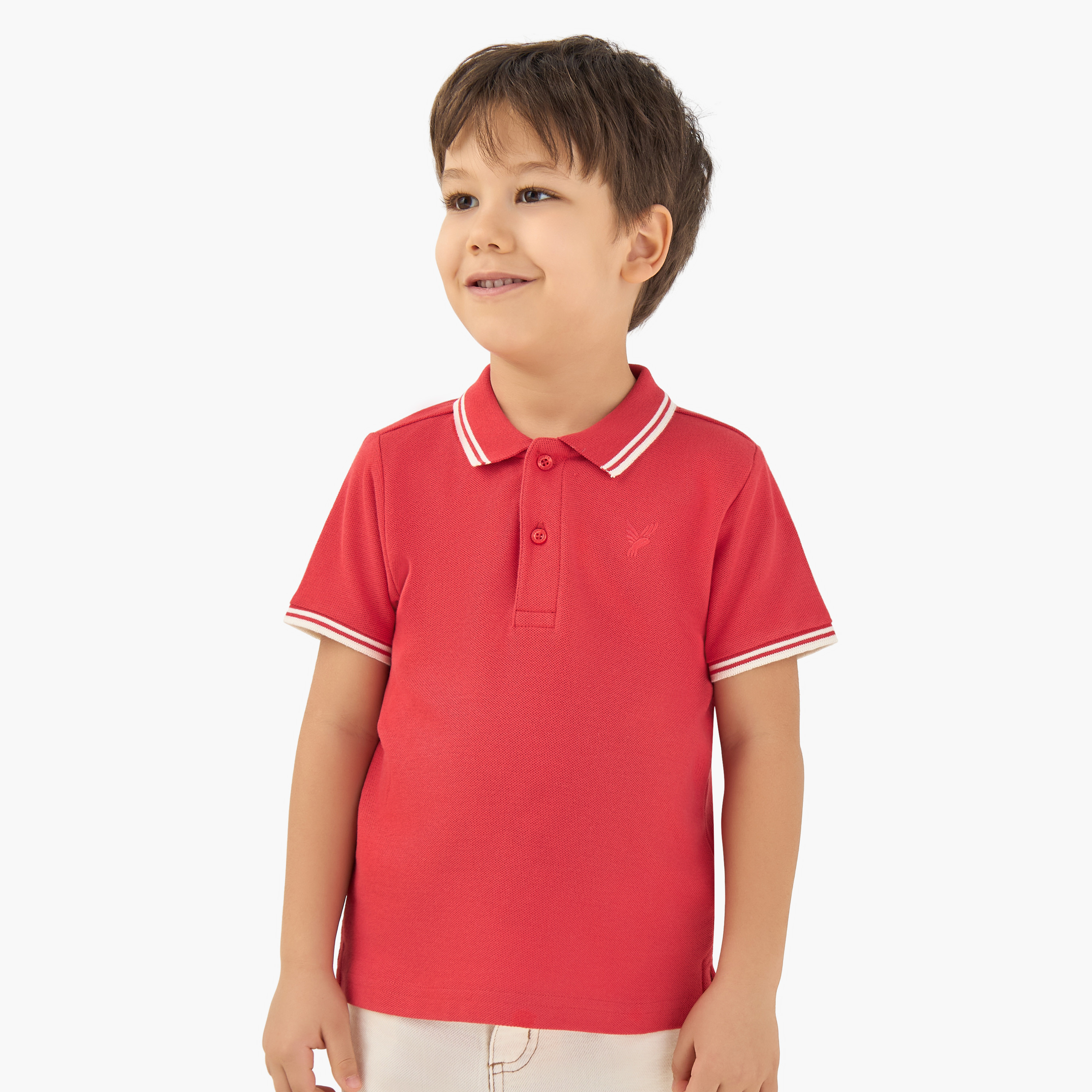 Juniors Boys Collared Short Sleeves T-shirt with Embroidery-boys-clothing-tshirtsandpolos-image-1