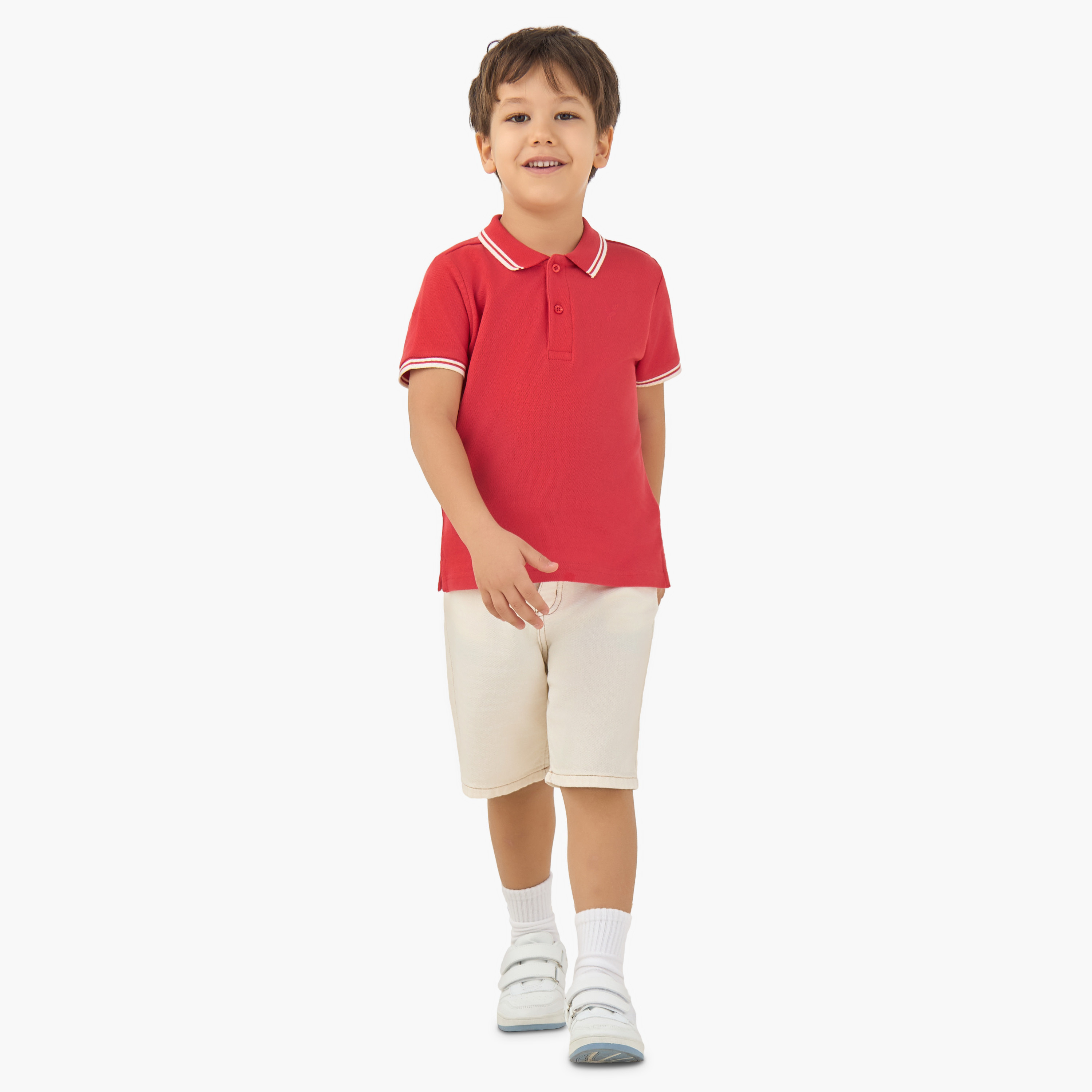 Juniors Boys Collared Short Sleeves T-shirt with Embroidery-boys-clothing-tshirtsandpolos-image-2
