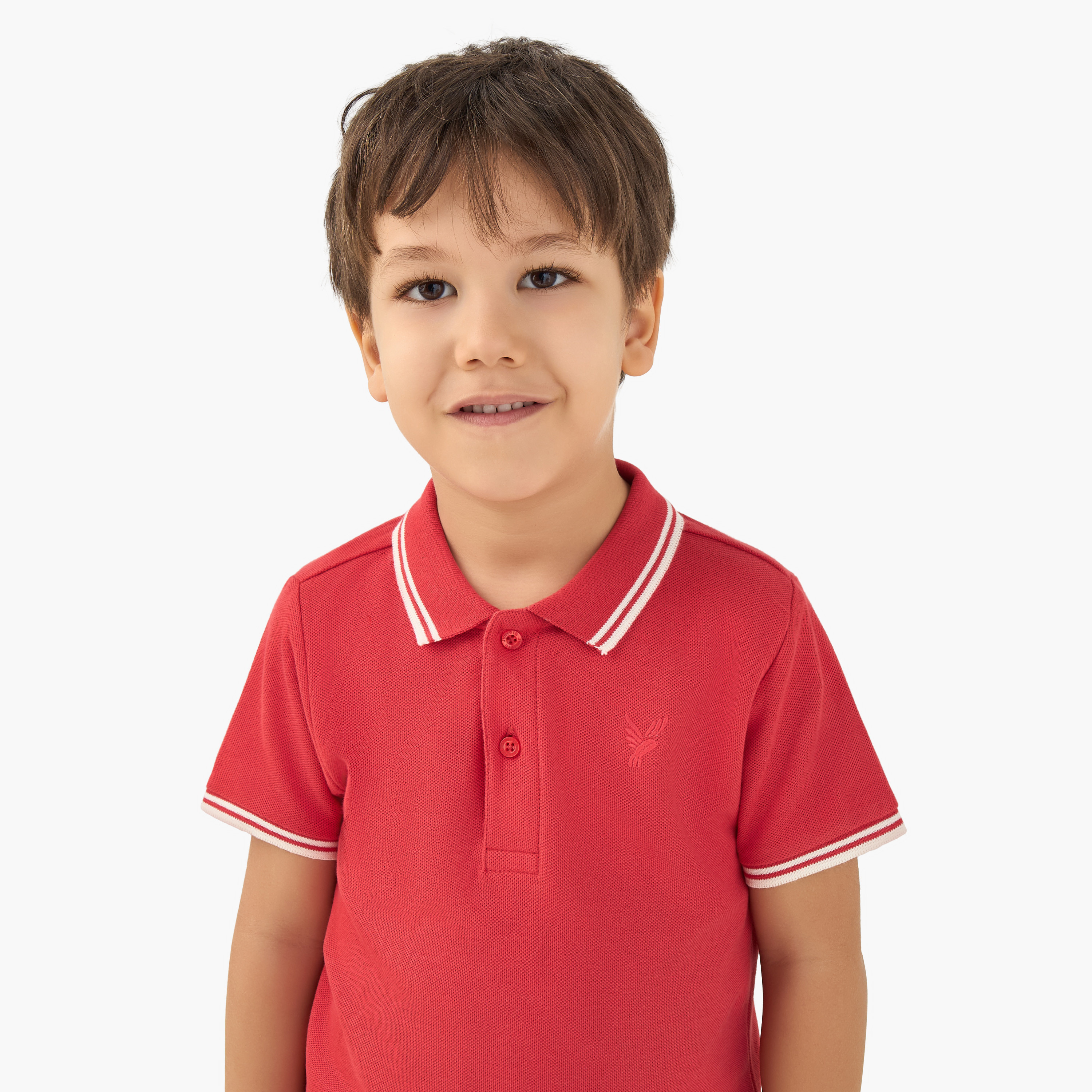 Juniors Boys Collared Short Sleeves T-shirt with Embroidery-boys-clothing-tshirtsandpolos-image-4