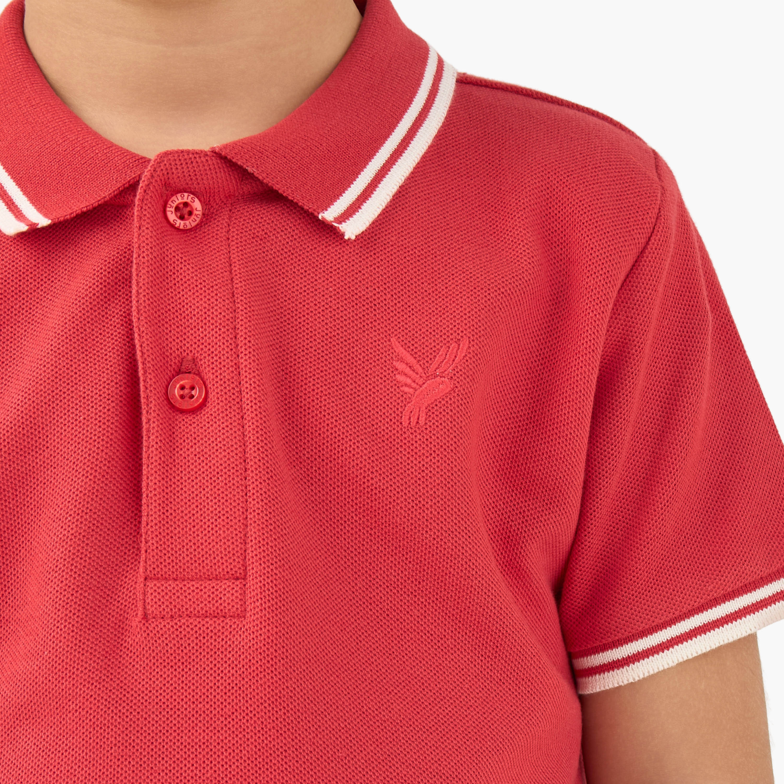 Juniors Boys Collared Short Sleeves T-shirt with Embroidery-boys-clothing-tshirtsandpolos-image-5