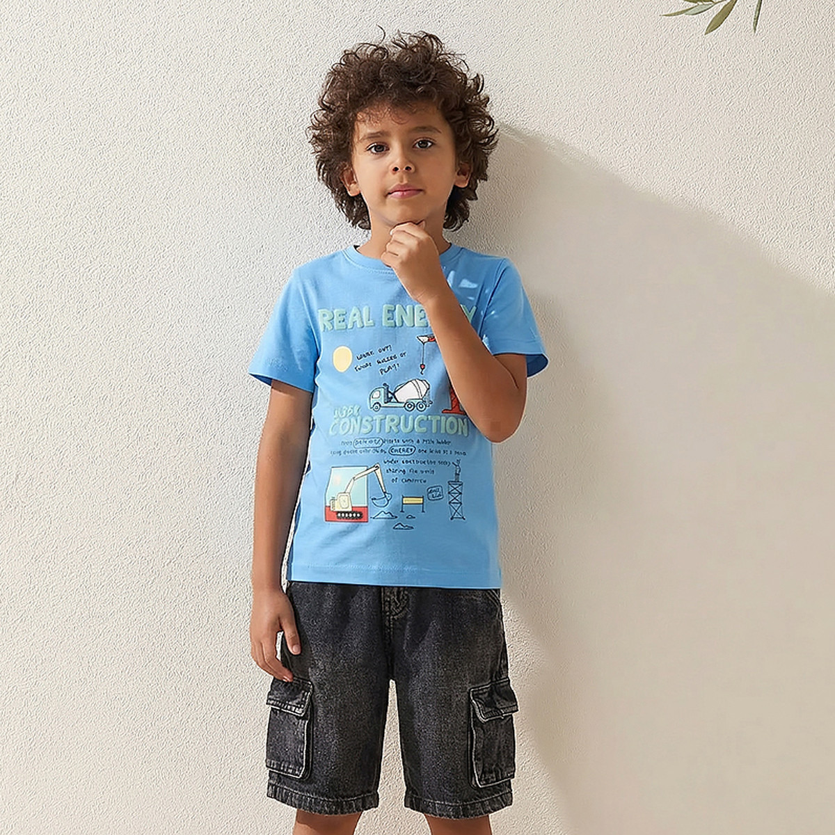 Juniors Crew Neck Short Sleeves T-shirt with Construction Print-boys-clothing-tshirtsandpolos-image-1