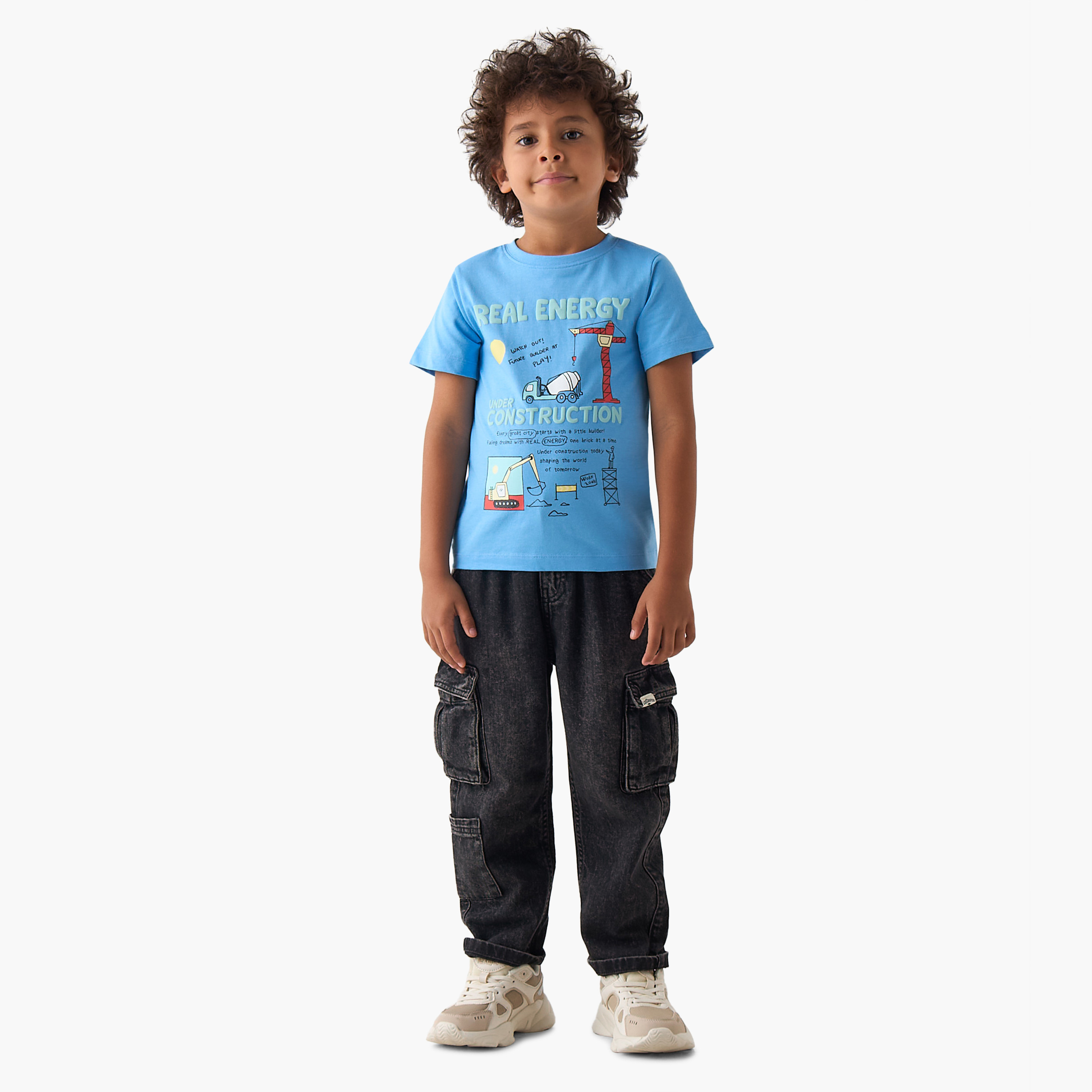 Juniors Crew Neck Short Sleeves T-shirt with Construction Print-boys-clothing-tshirtsandpolos-image-2