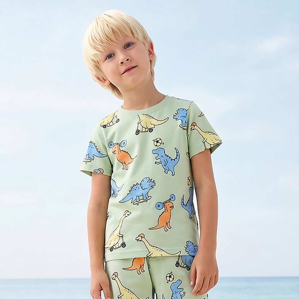 Juniors Crew Neck Short Sleeve T-shirt with Dinosaur Print-boys-clothing-tshirtsandpolos-image-1