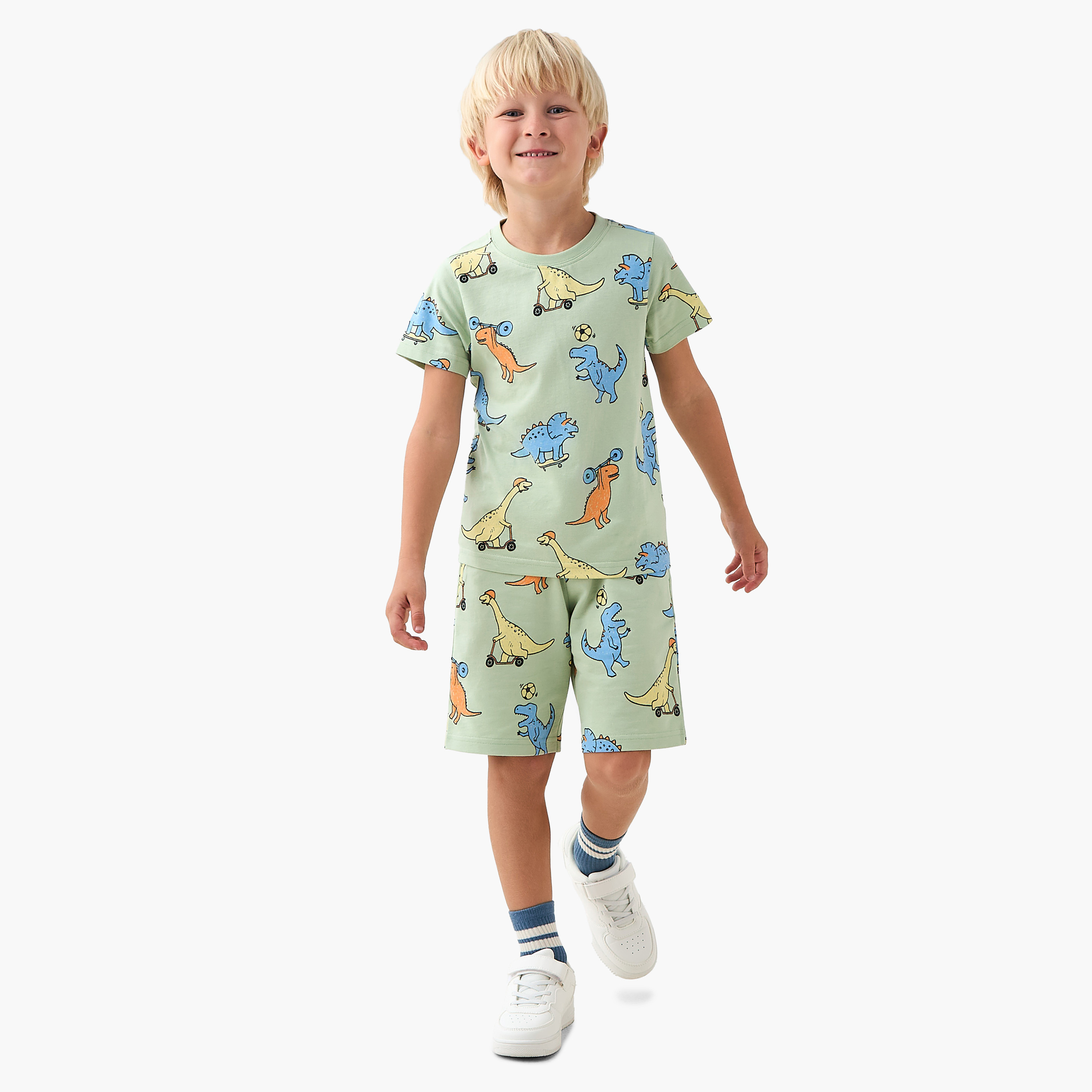 Juniors Crew Neck Short Sleeve T-shirt with Dinosaur Print-boys-clothing-tshirtsandpolos-image-2