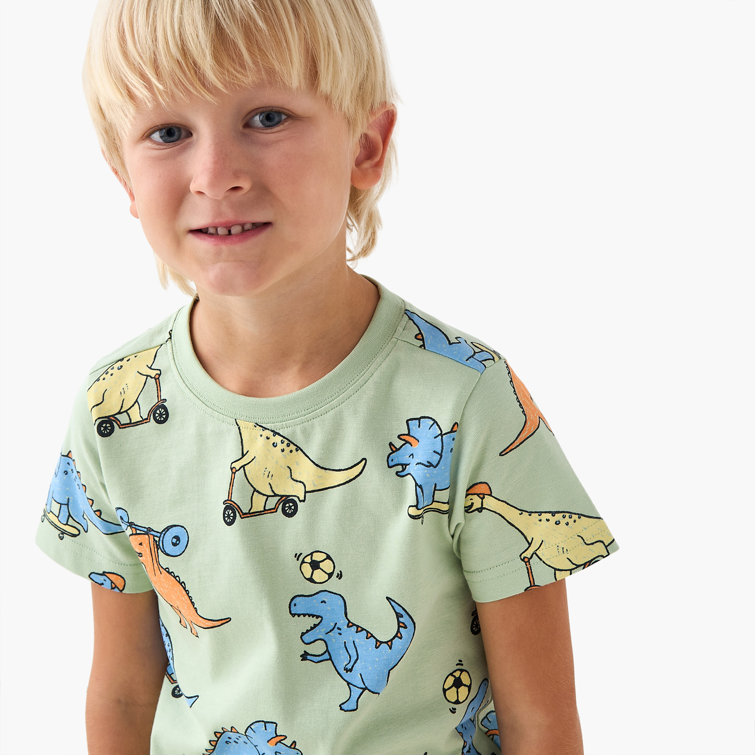 Juniors Crew Neck Short Sleeve T-shirt with Dinosaur Print-boys-clothing-tshirtsandpolos-image-4