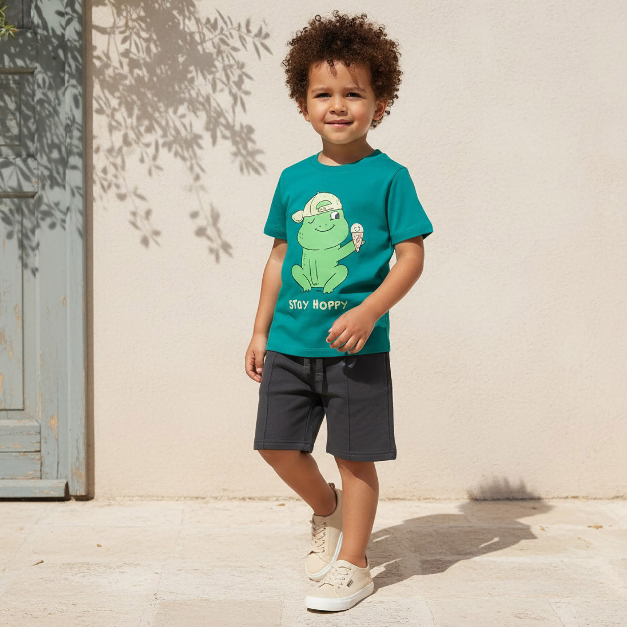 Juniors Crew Neck Short Sleeves T-shirt with Frog Print-boys-clothing-tshirtsandpolos-image-2