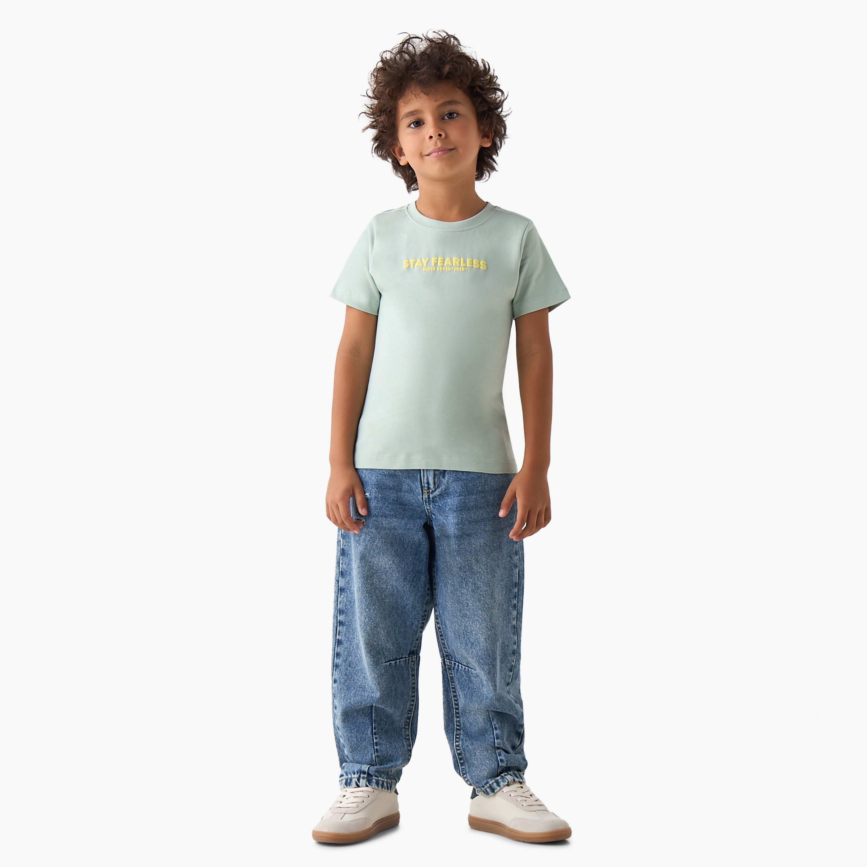 Juniors Crew Neck Short Sleeves T-shirt with Slogan Print-boys-clothing-tshirtsandpolos-image-2