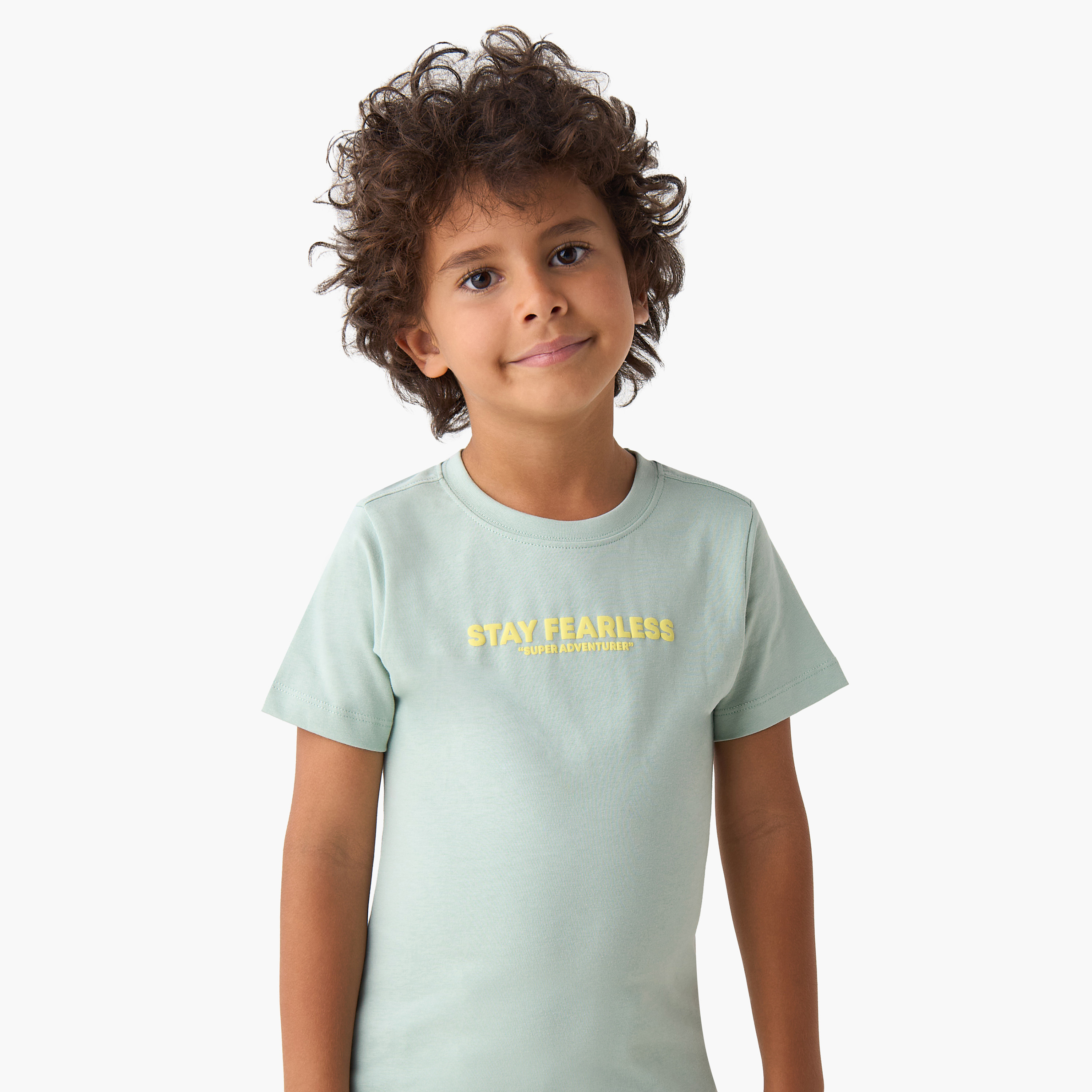 Juniors Crew Neck Short Sleeves T-shirt with Slogan Print-boys-clothing-tshirtsandpolos-image-4