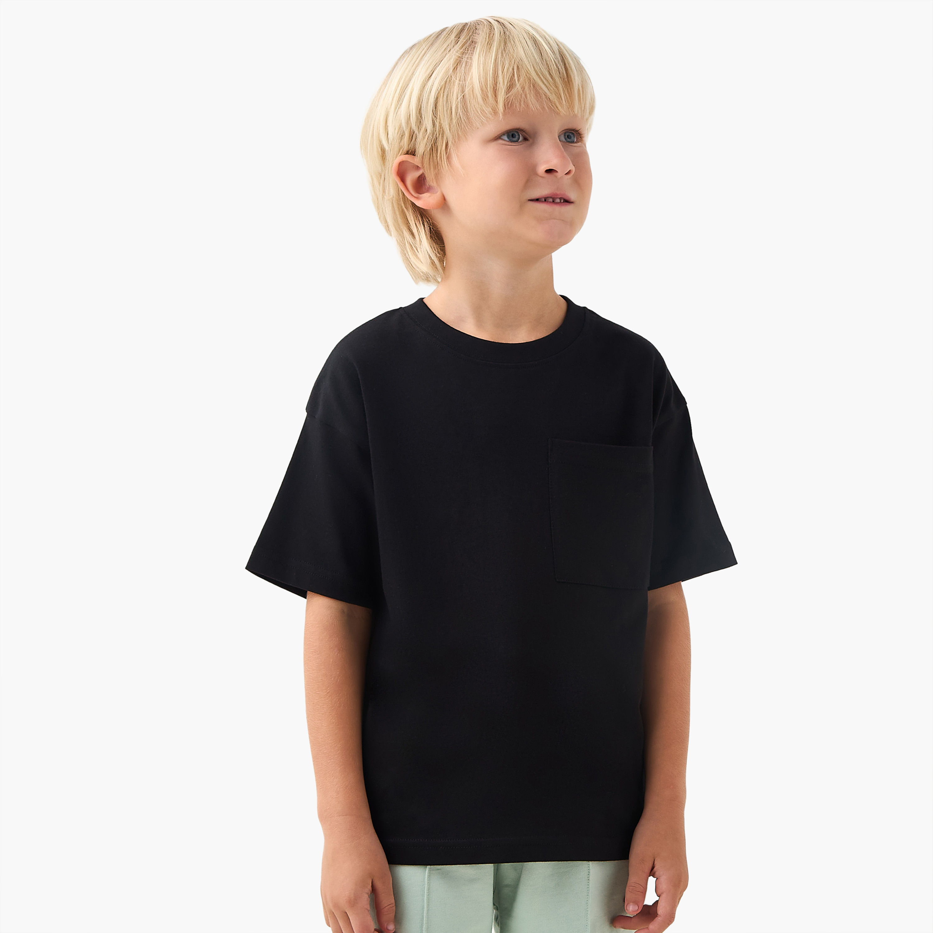 Juniors Crew Neck Short Sleeves T-shirt with Chest Pocket-boys-clothing-tshirtsandpolos-image-1