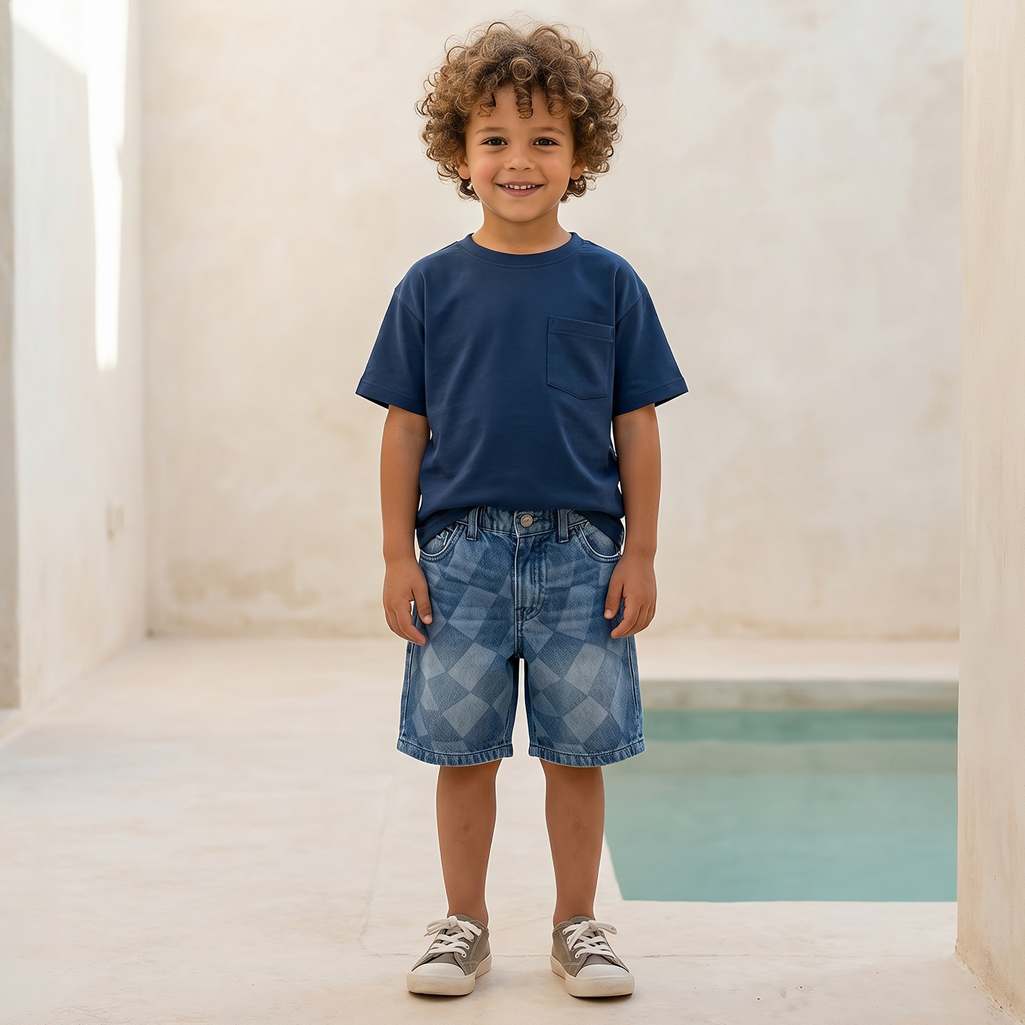 Juniors Knee Length Elasticated Drawstring Waist Shorts with Pockets-boys-clothing-bottoms-shorts-image-2