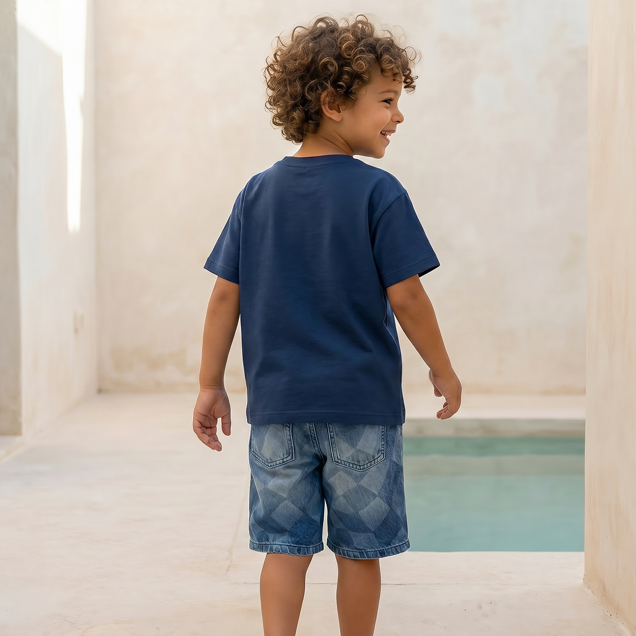 Juniors Knee Length Elasticated Drawstring Waist Shorts with Pockets-boys-clothing-bottoms-shorts-image-3