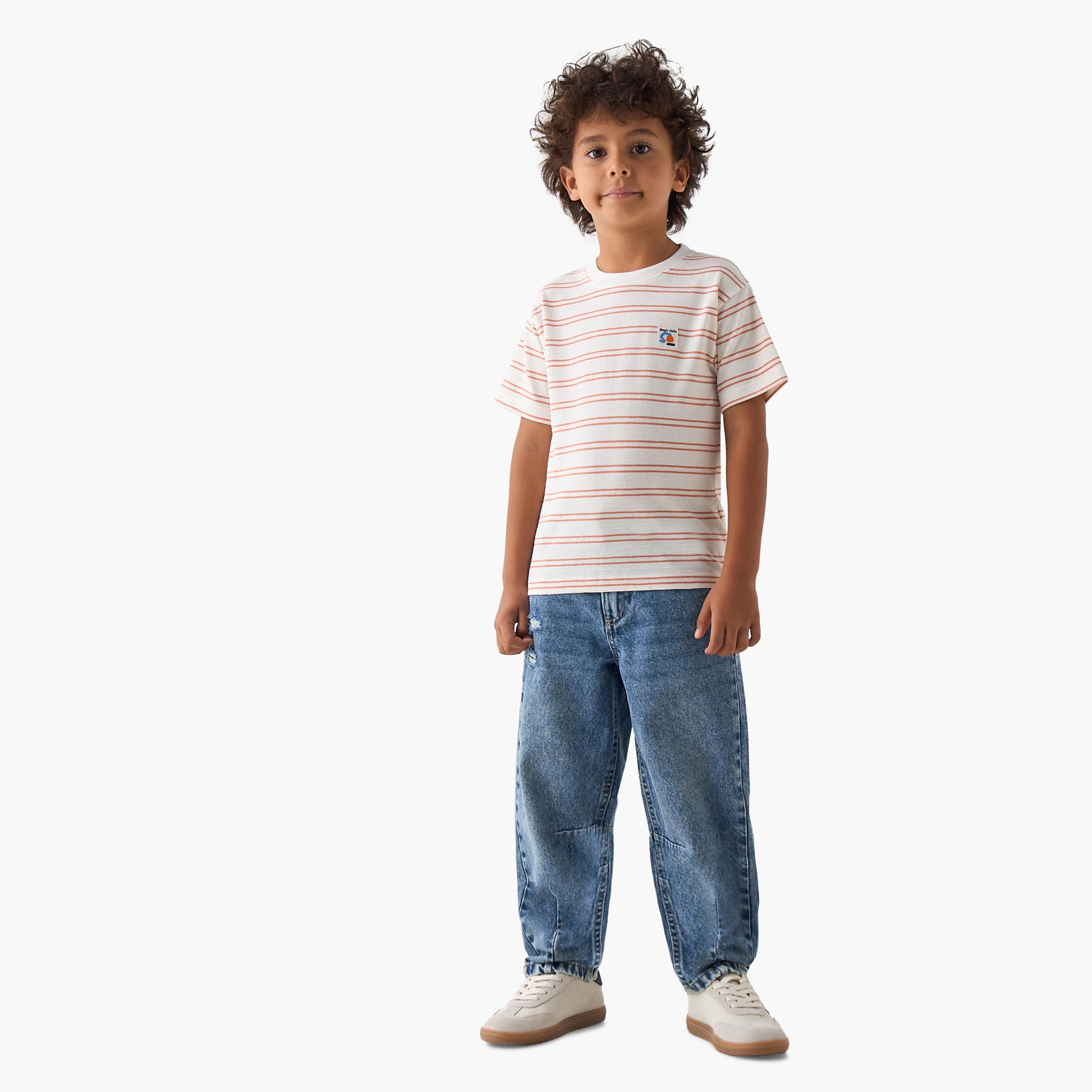 Juniors Crew Neck Short Sleeves T-shirt with Stripes-boys-clothing-tshirtsandpolos-image-2