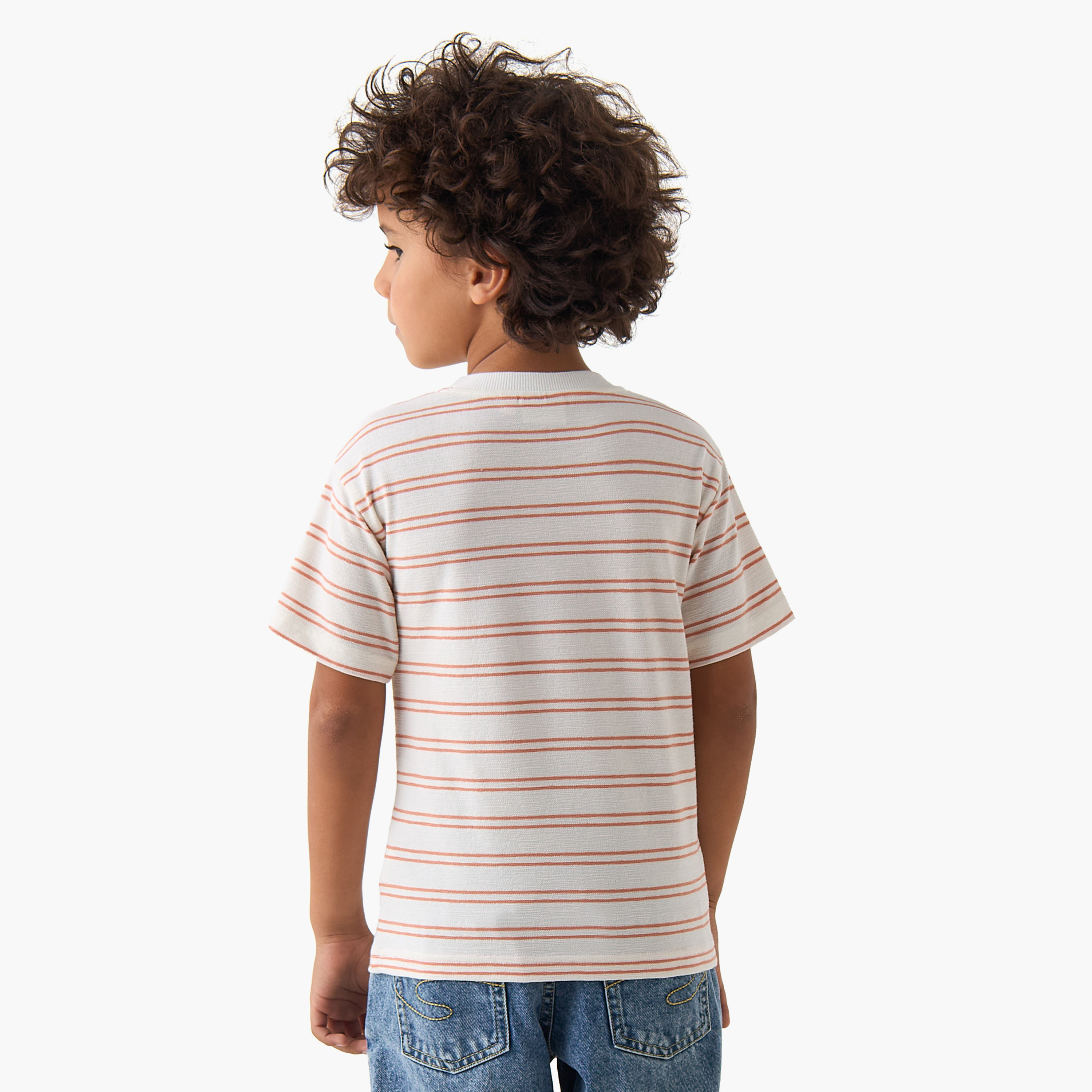 Juniors Crew Neck Short Sleeves T-shirt with Stripes-boys-clothing-tshirtsandpolos-image-3