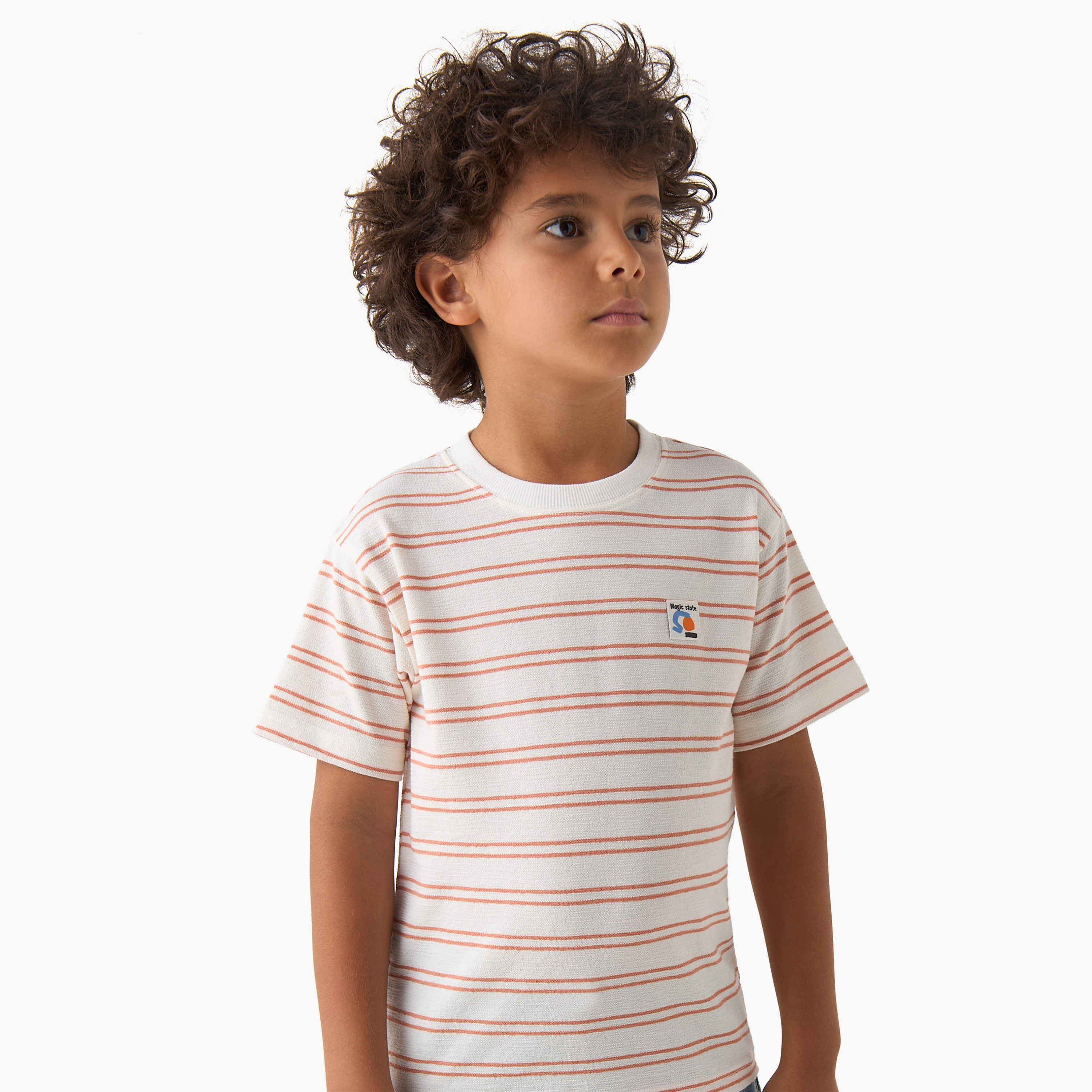 Juniors Crew Neck Short Sleeves T-shirt with Stripes-boys-clothing-tshirtsandpolos-image-4