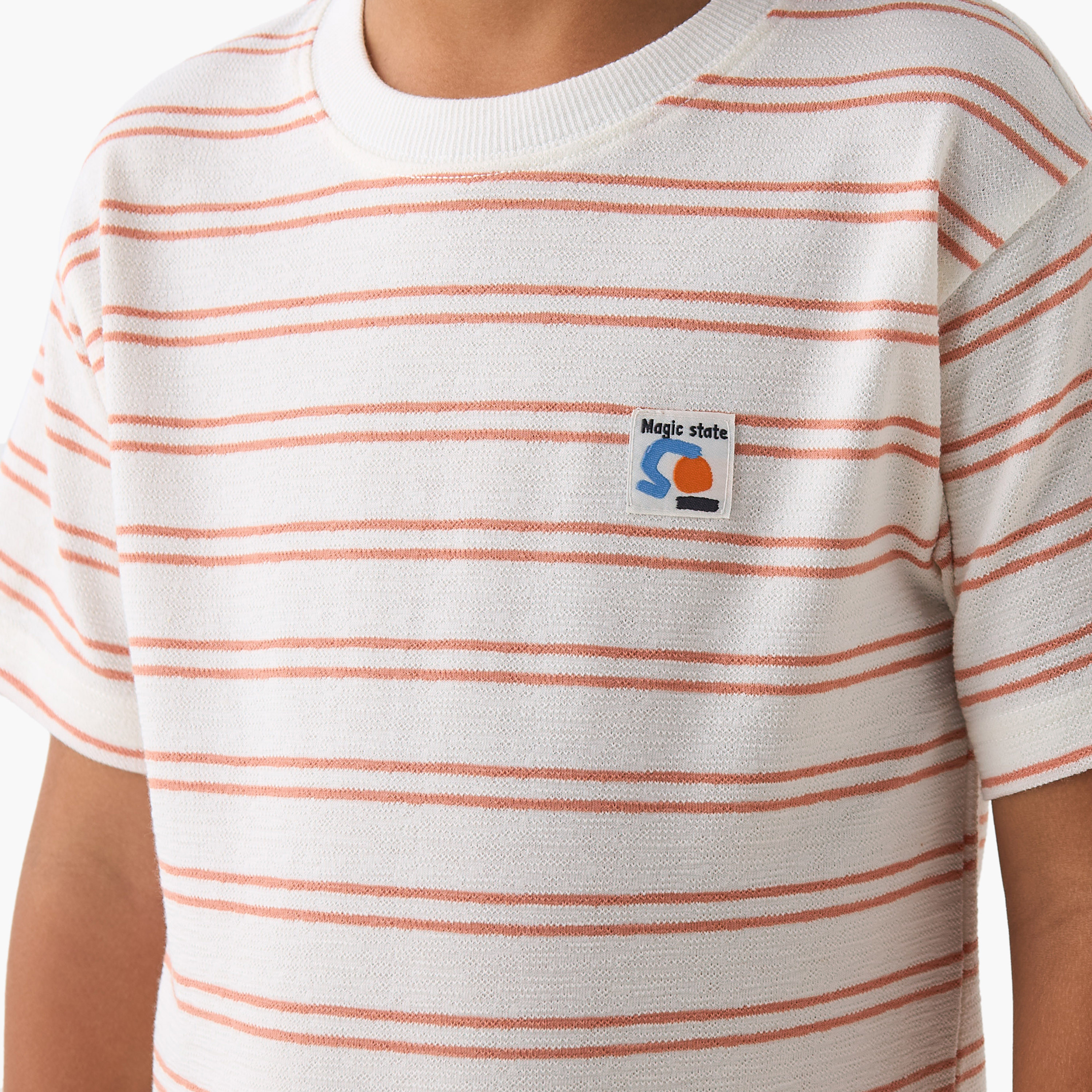 Juniors Crew Neck Short Sleeves T-shirt with Stripes-boys-clothing-tshirtsandpolos-image-5