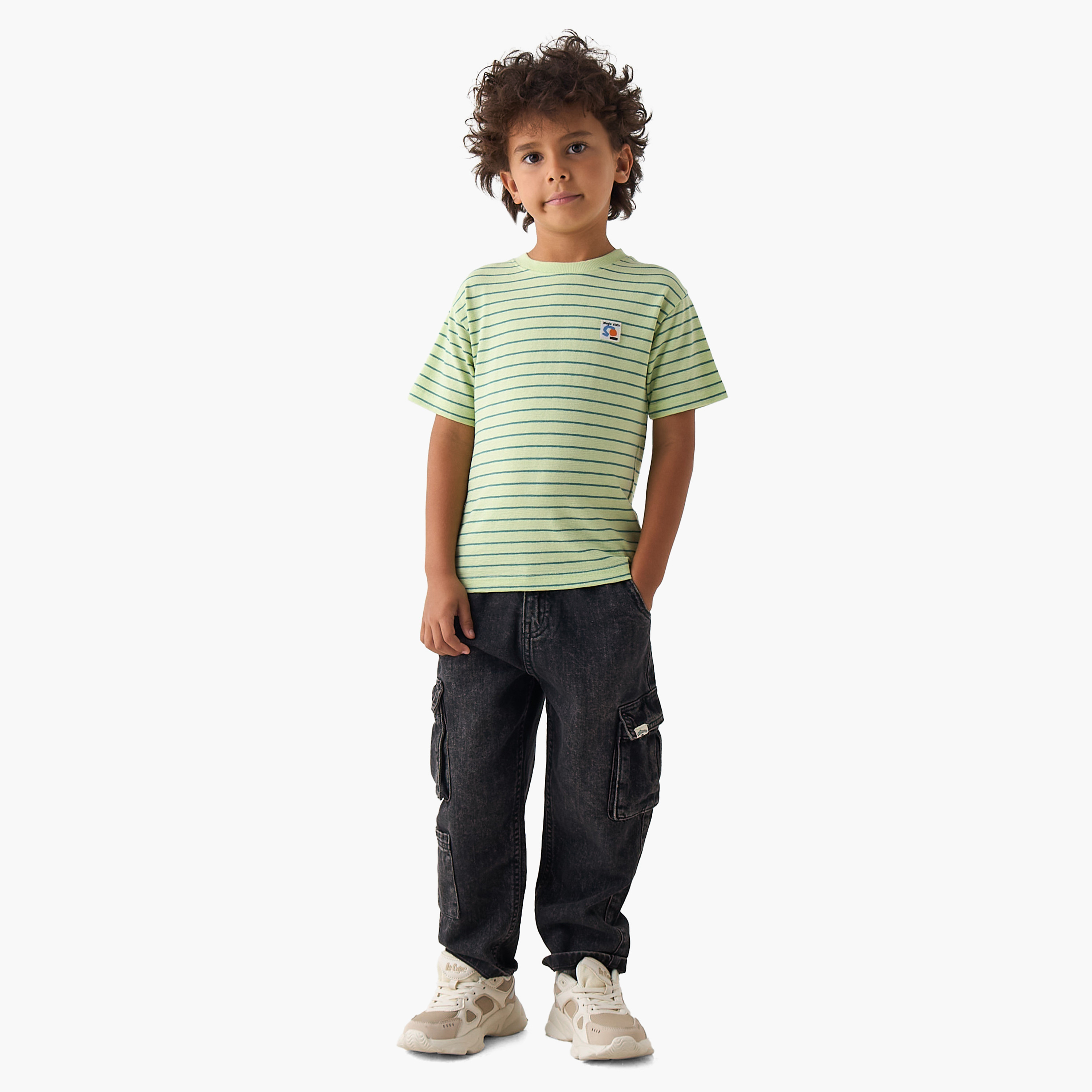 Juniors Crew Neck Short Sleeves T-shirt with Stripes-boys-clothing-tshirtsandpolos-image-2