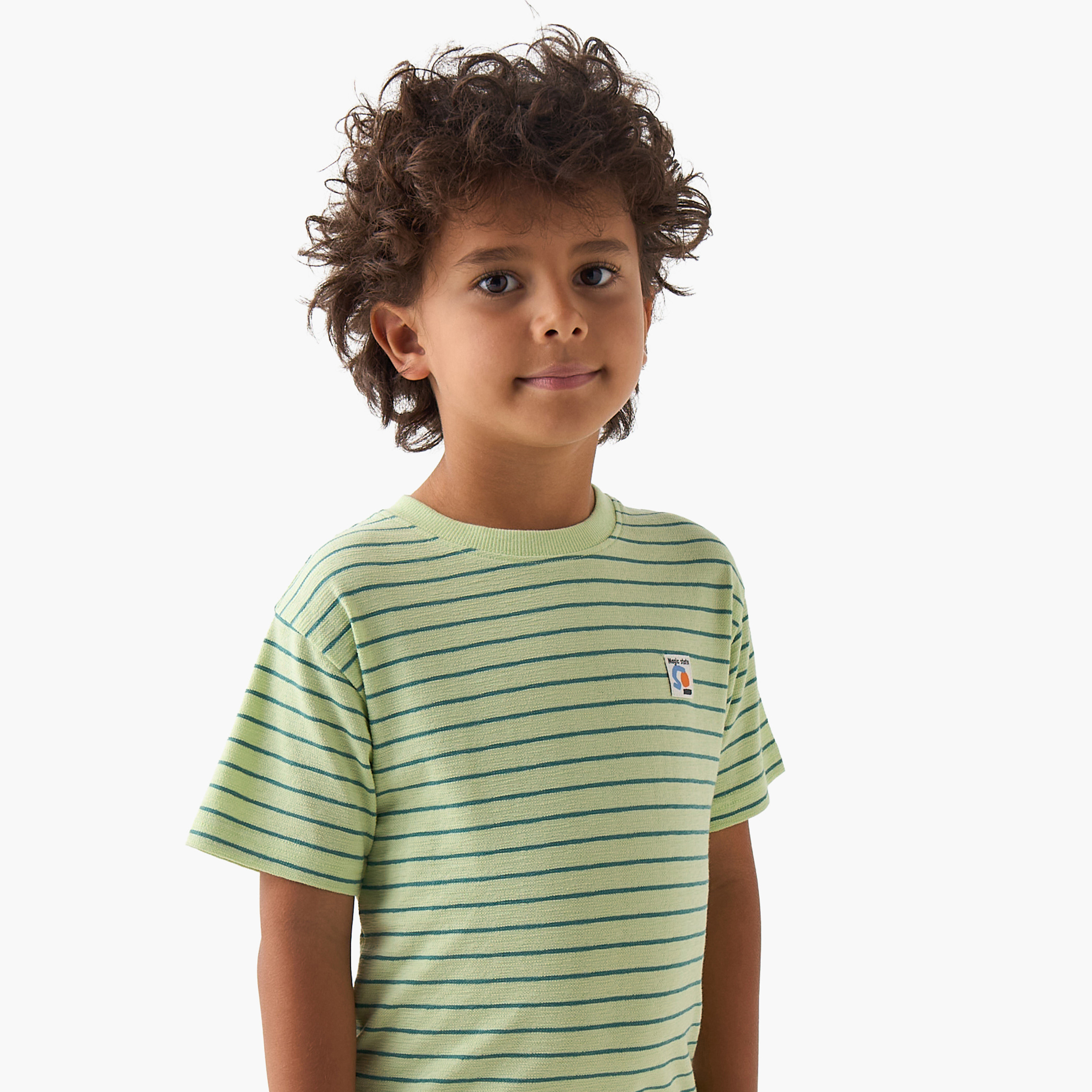 Juniors Crew Neck Short Sleeves T-shirt with Stripes-boys-clothing-tshirtsandpolos-image-4