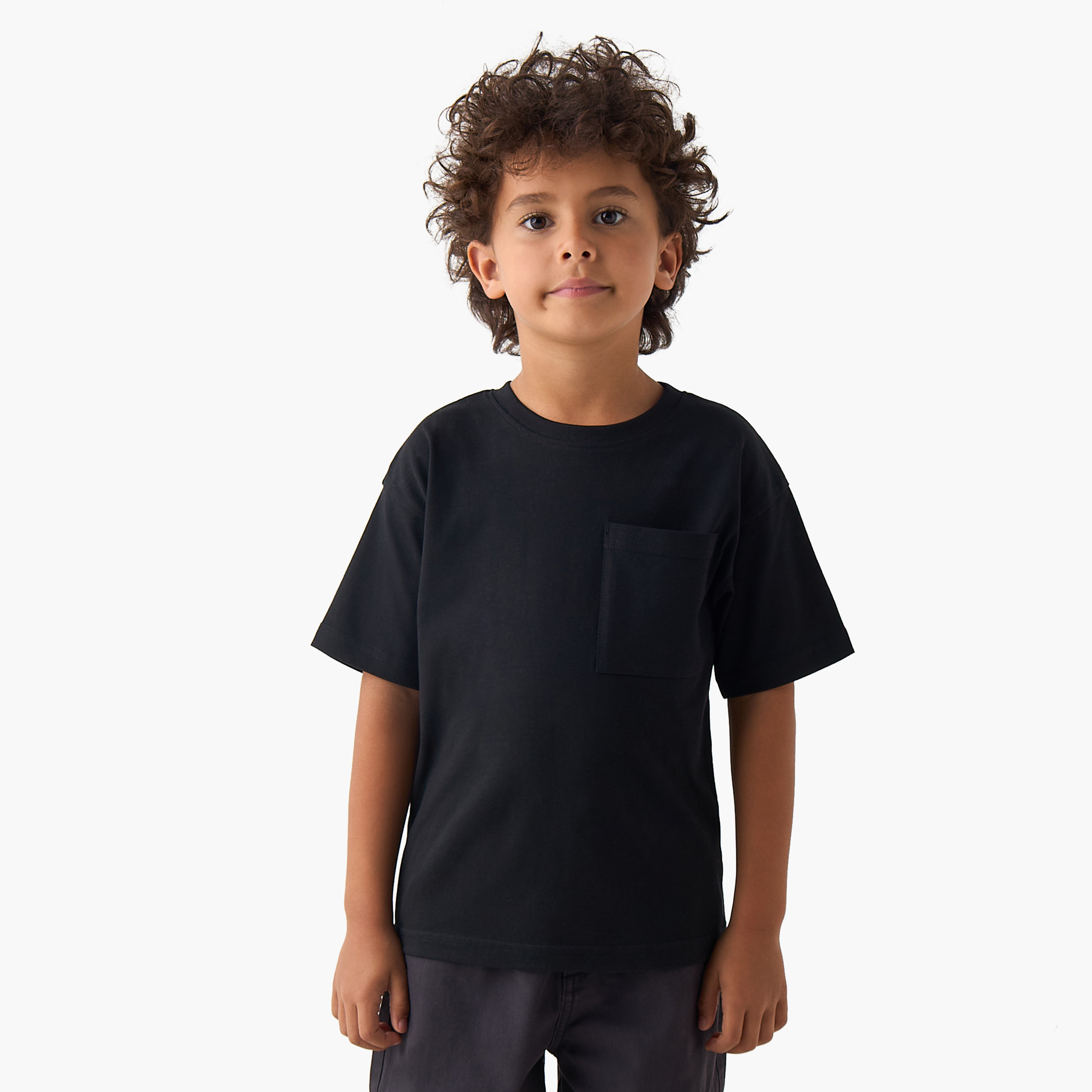 Pack of 3 Juniors Crew Neck Short Sleeves T-shirt with Chest Pocket-boys-clothing-tshirtsandpolos-image-2