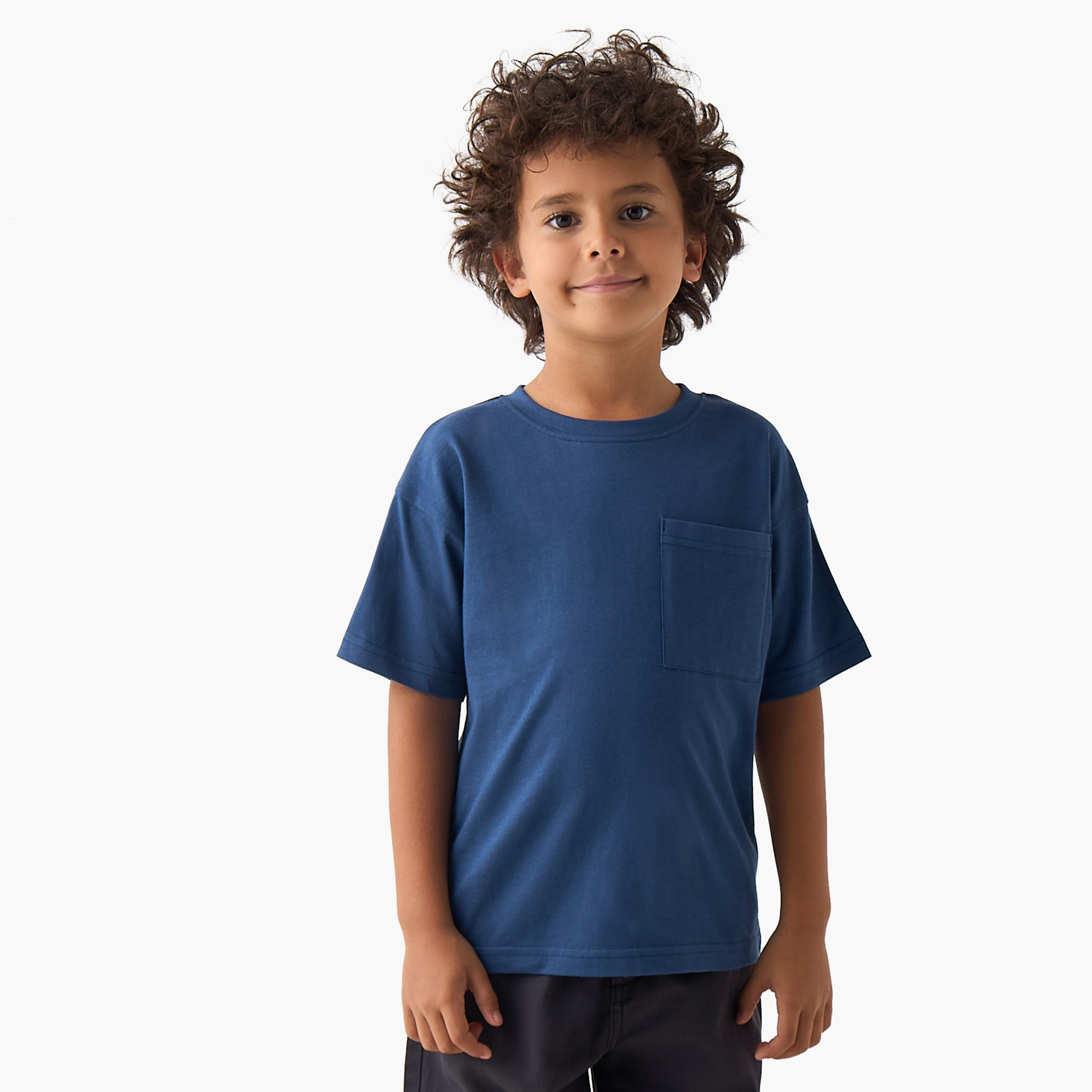 Pack of 3 Juniors Crew Neck Short Sleeves T-shirt with Chest Pocket-boys-clothing-tshirtsandpolos-image-3