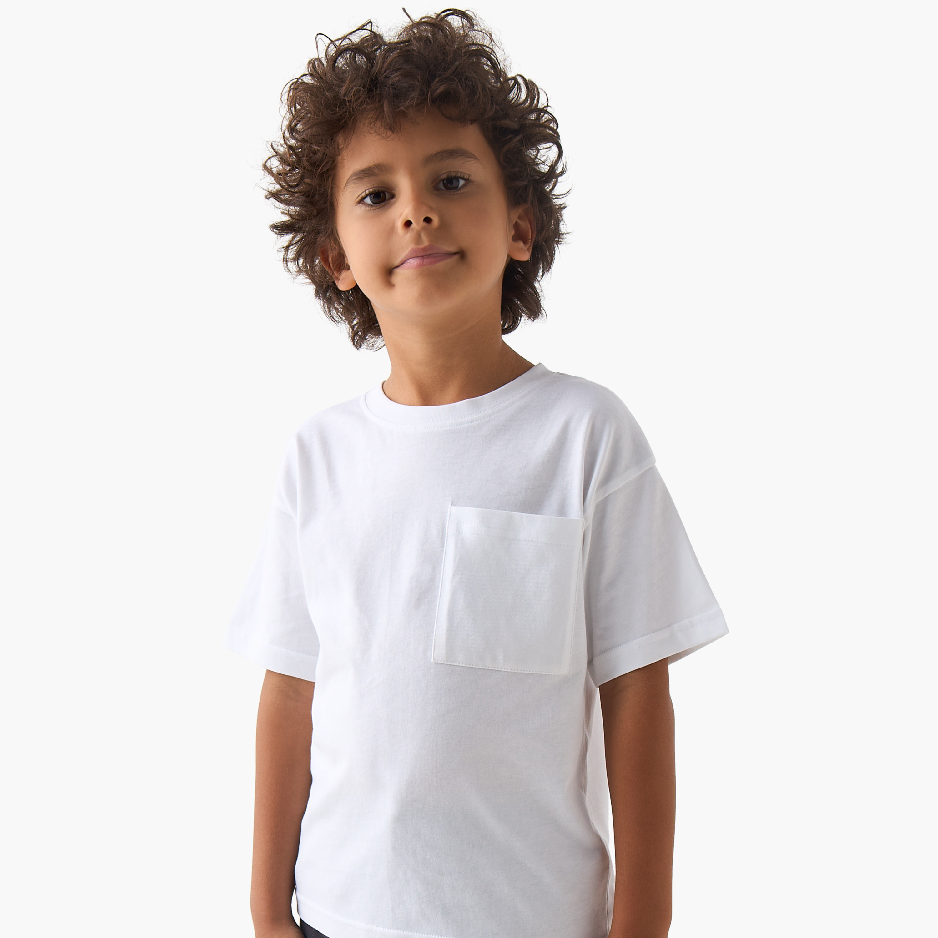 Pack of 3 Juniors Crew Neck Short Sleeves T-shirt with Chest Pocket-boys-clothing-tshirtsandpolos-image-6