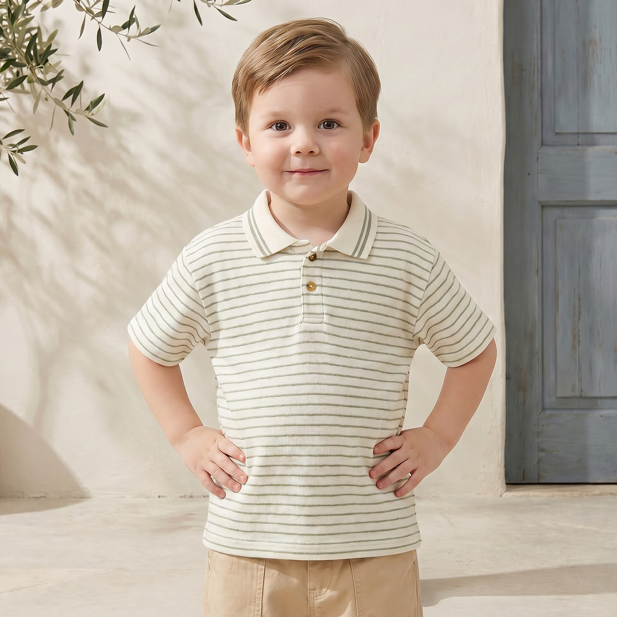Juniors Collared Short Sleeves Polo T-shirt with Stripes-boys-clothing-tshirtsandpolos-image-1