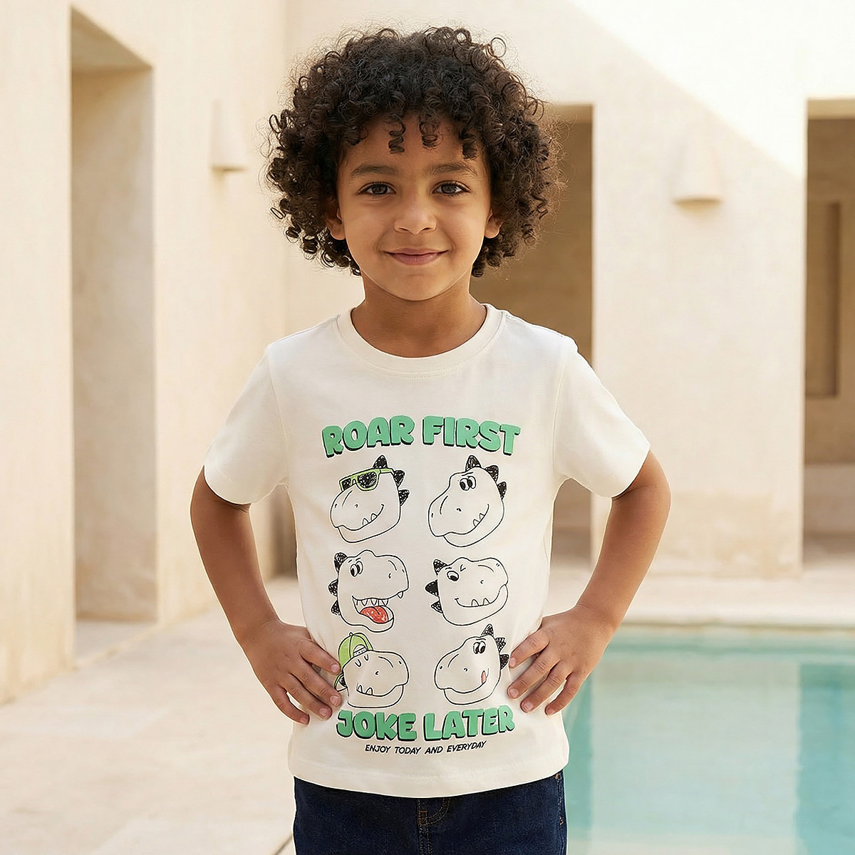 Juniors Crew Neck Short Sleeve T-shirt with Dinosaur Print-boys-clothing-tshirtsandpolos-image-1