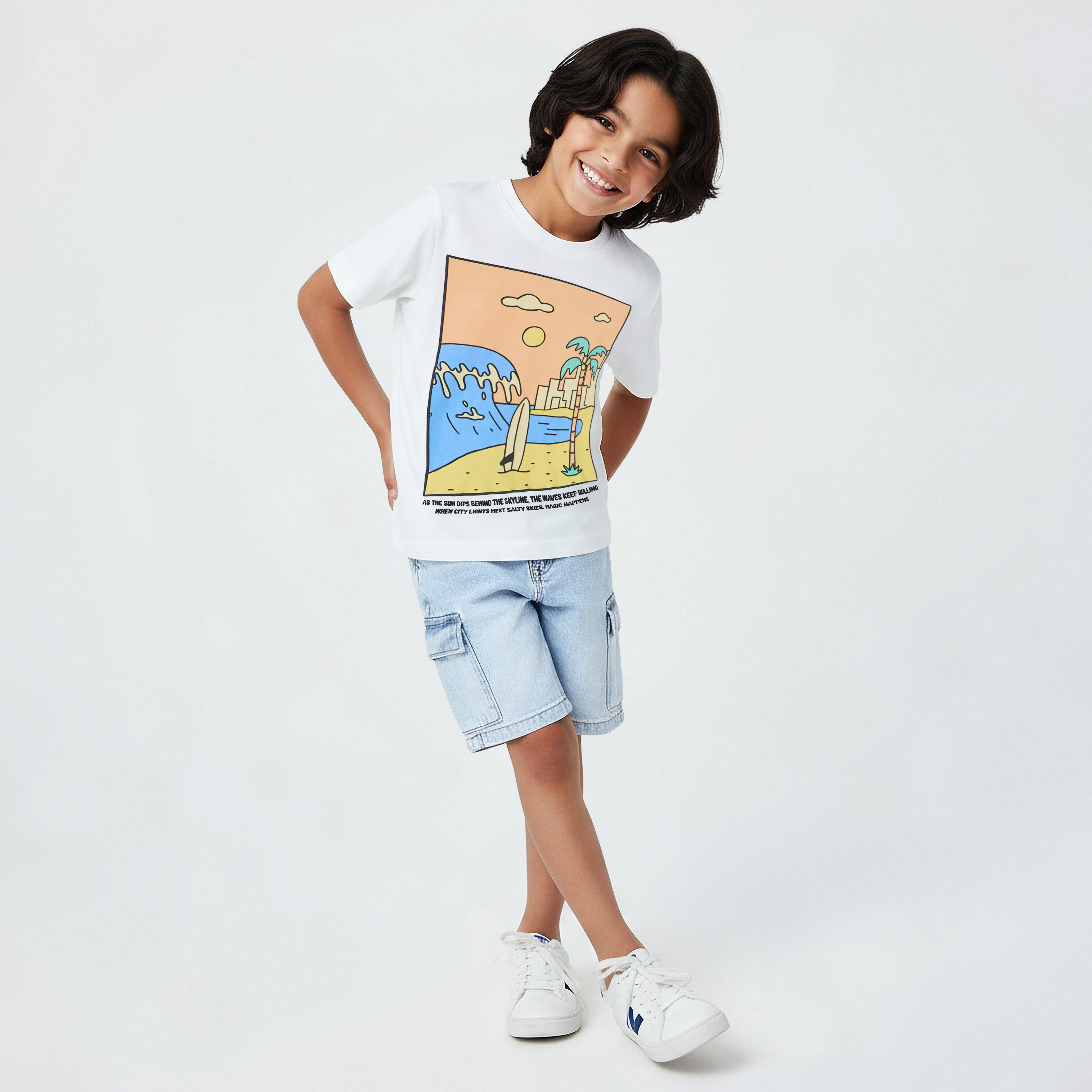 Juniors Crew Neck Short Sleeves T-shirt with Coastal Graphic Print-boys-clothing-tshirtsandpolos-image-2