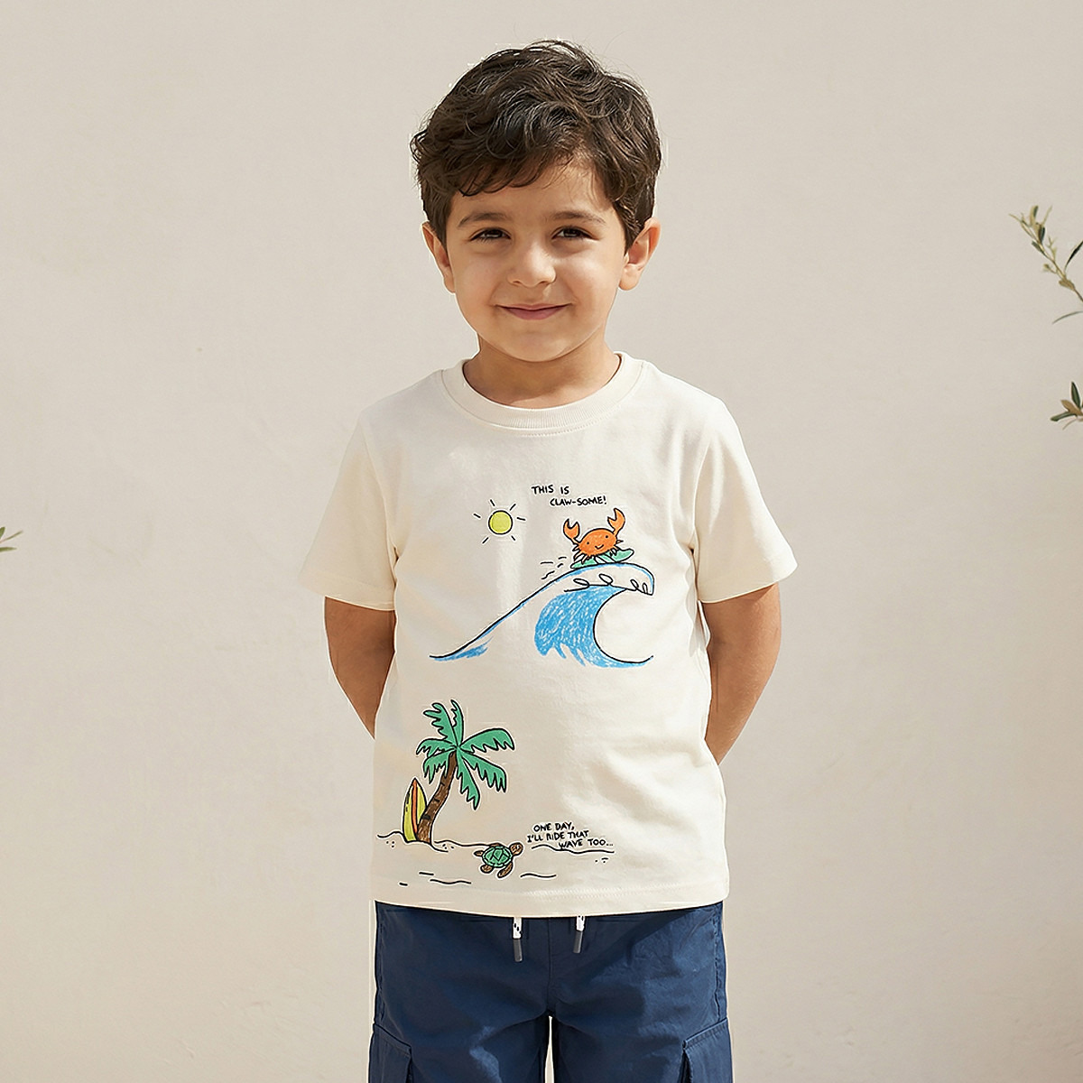 Juniors Crew Neck Short Sleeves T-shirt with Beach Print-boys-clothing-tshirtsandpolos-image-1
