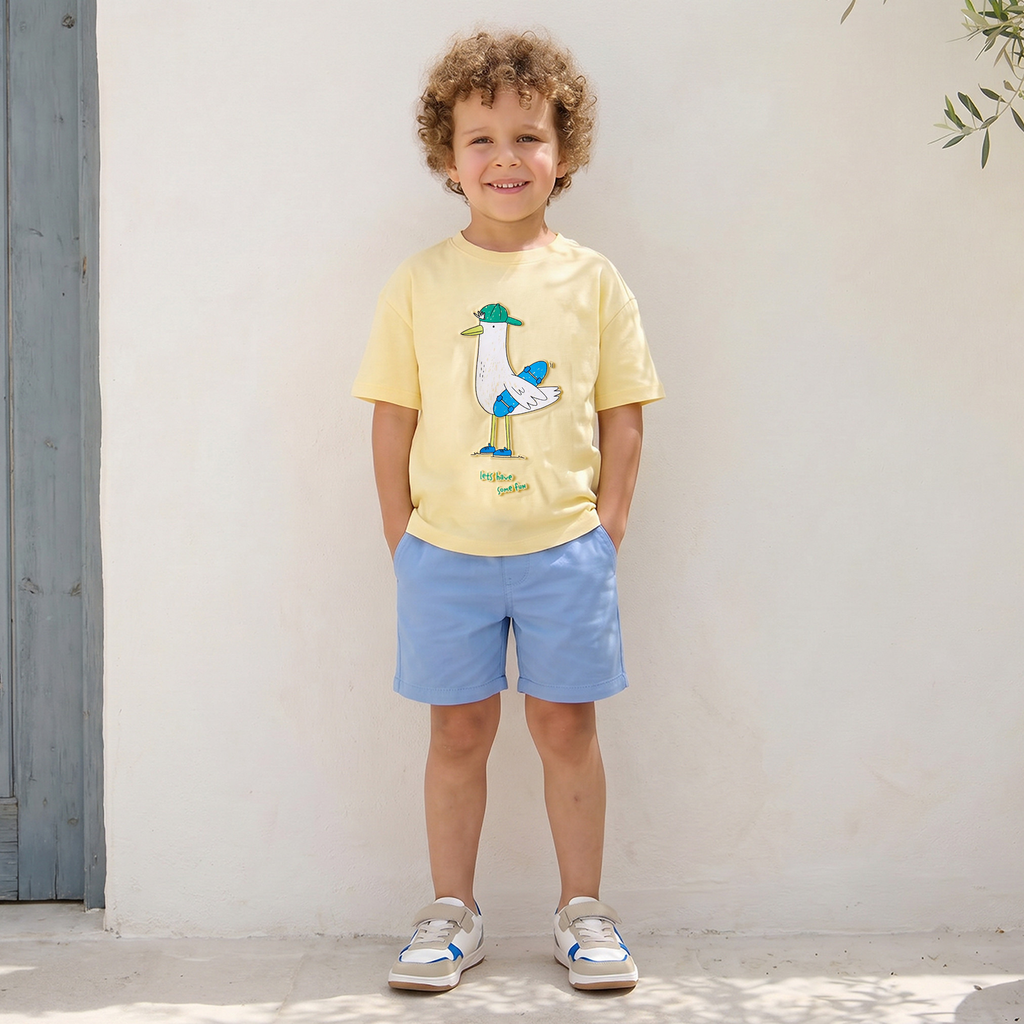 Juniors Crew Neck Short Sleeves T-shirt with Seagull Embossed Print-boys-clothing-tshirtsandpolos-image-2