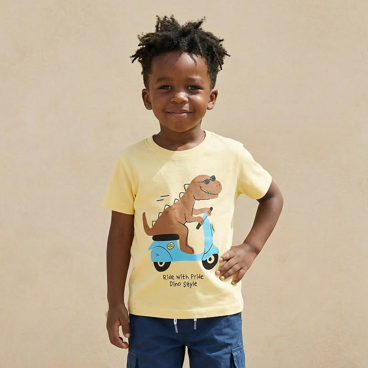 Juniors Crew Neck Short Sleeves T-shirt with Dinosaur Print-boys-clothing-tshirtsandpolos-image-1