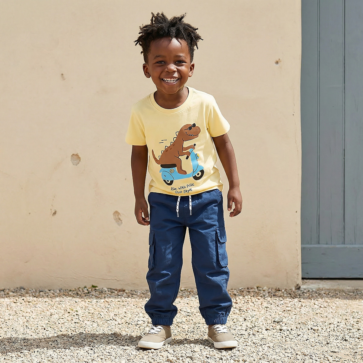 Juniors Crew Neck Short Sleeves T-shirt with Dinosaur Print-boys-clothing-tshirtsandpolos-image-2