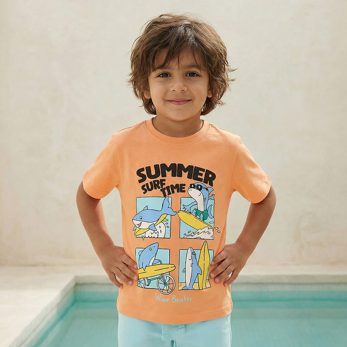Juniors Crew Neck Short Sleeves T-shirt with Shark Print-boys-clothing-tshirtsandpolos-image-1