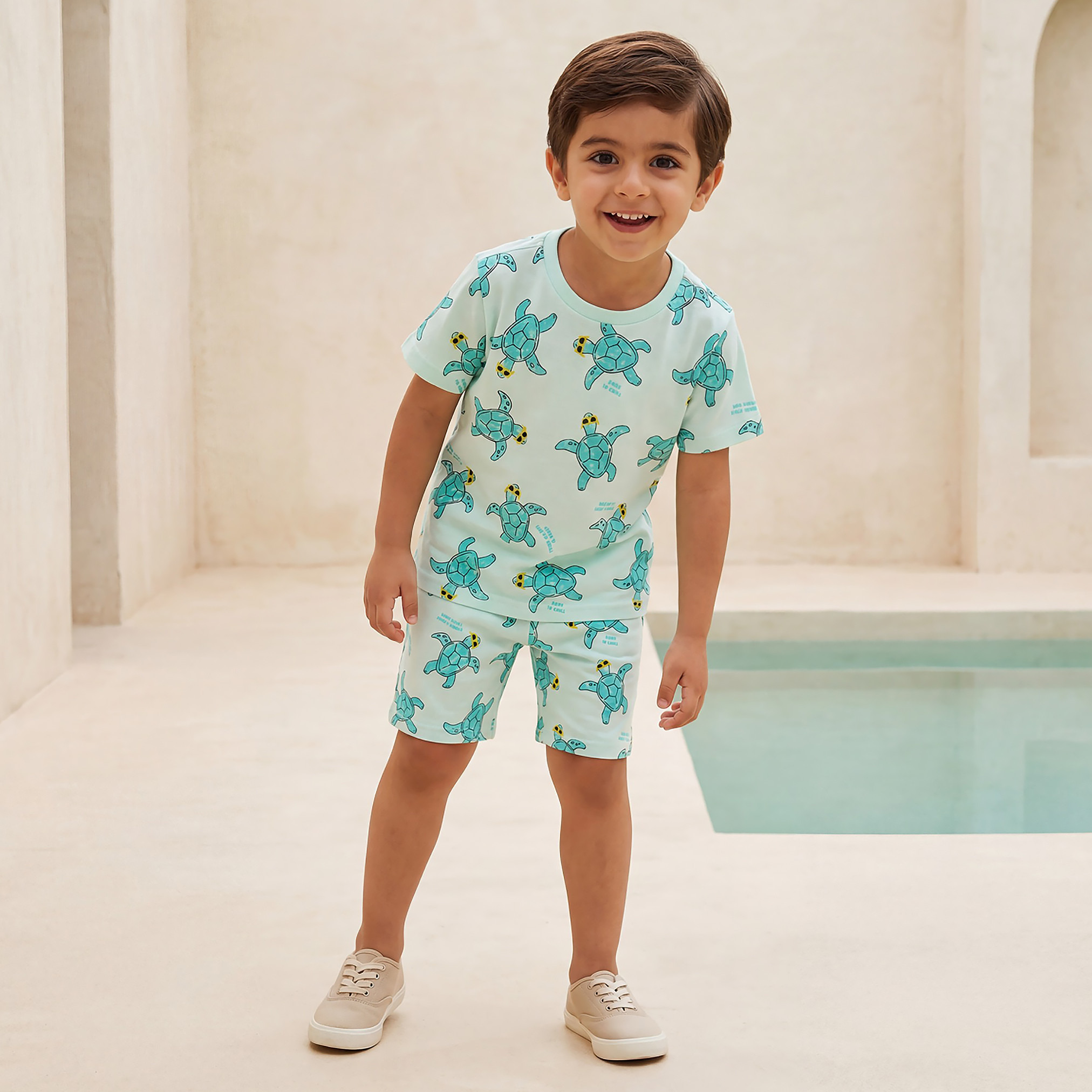 Juniors Crew Neck Short Sleeves T-shirt with Turtle Print-boys-clothing-tshirtsandpolos-image-2