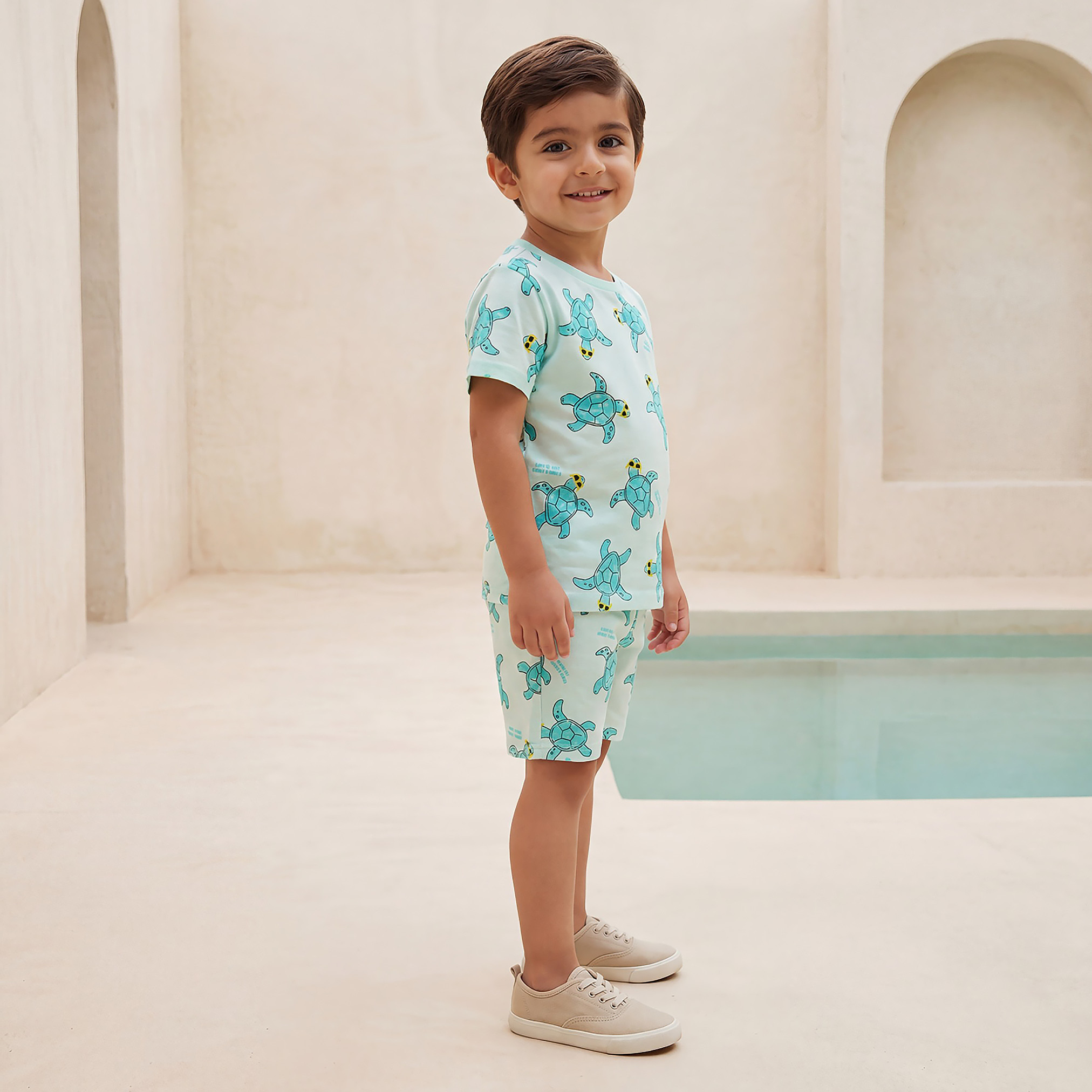 Juniors Crew Neck Short Sleeves T-shirt with Turtle Print-boys-clothing-tshirtsandpolos-image-5