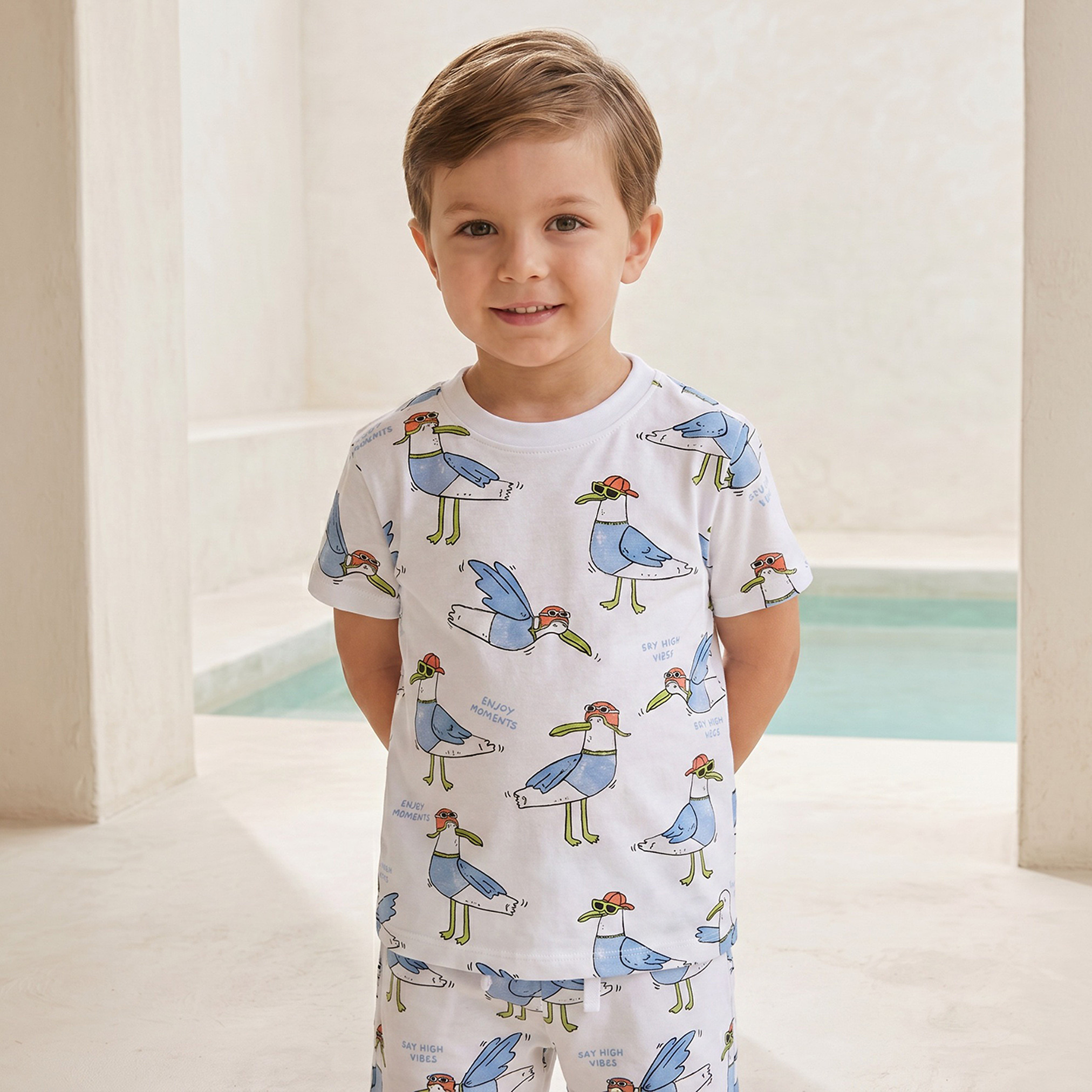 تيشيرت بياقة ضيقة وأكمام قصيرة وطبعات من جونيورز-boys-clothing-tshirtsandpolos-image-1