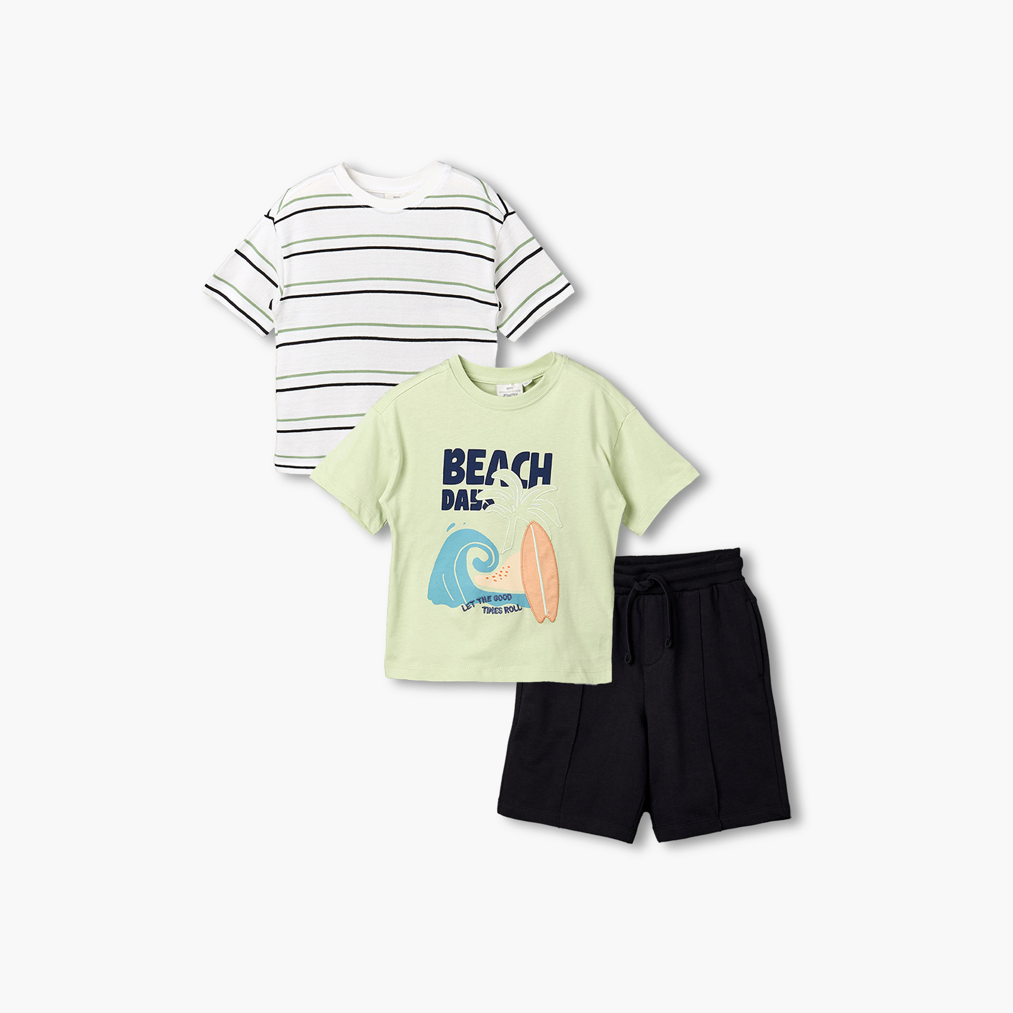 Set of 3 Juniors Crew Neck Short Sleeves T-shirt with Shorts-boys-clothing-setsandcoords-image-1