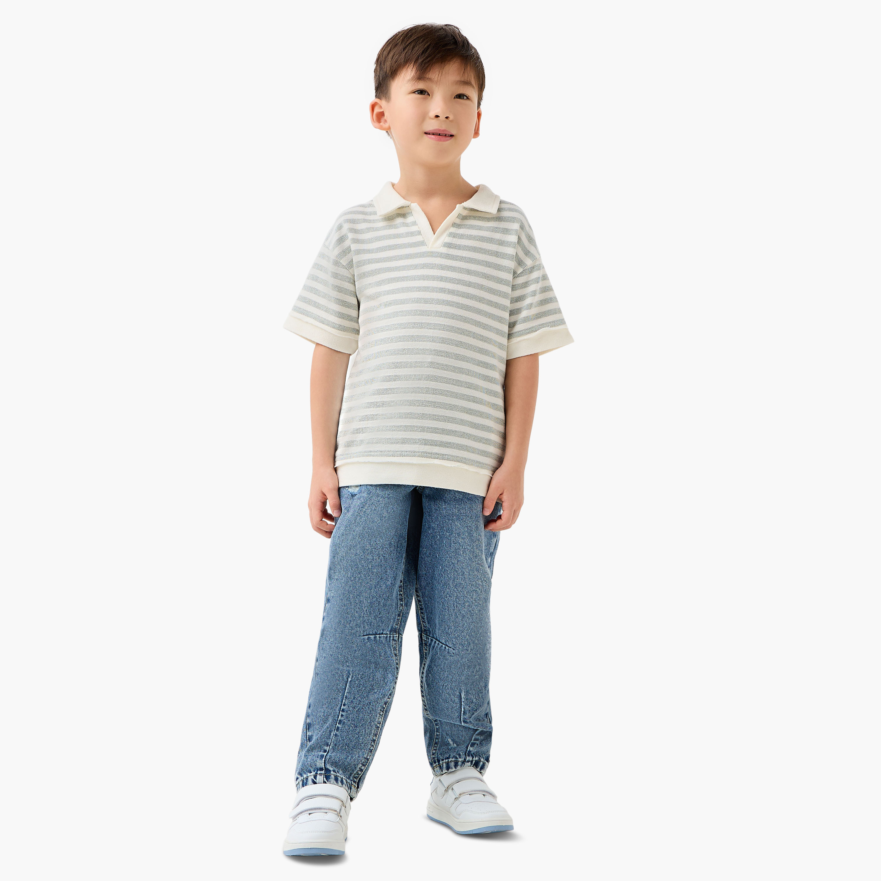 Juniors Collared Short Sleeves Polo T-shirt with Stripes-boys-clothing-tshirtsandpolos-image-2