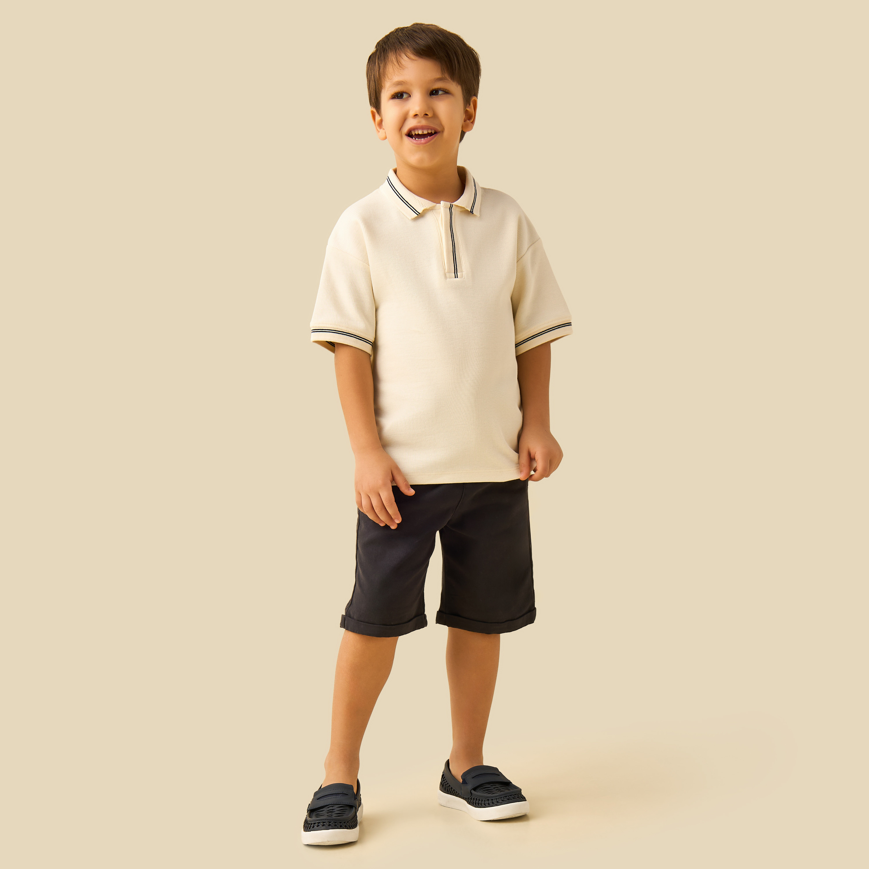 Juniors Polo Neck Short Sleeves T-shirt with Striped-boys-clothing-tshirtsandpolos-image-2