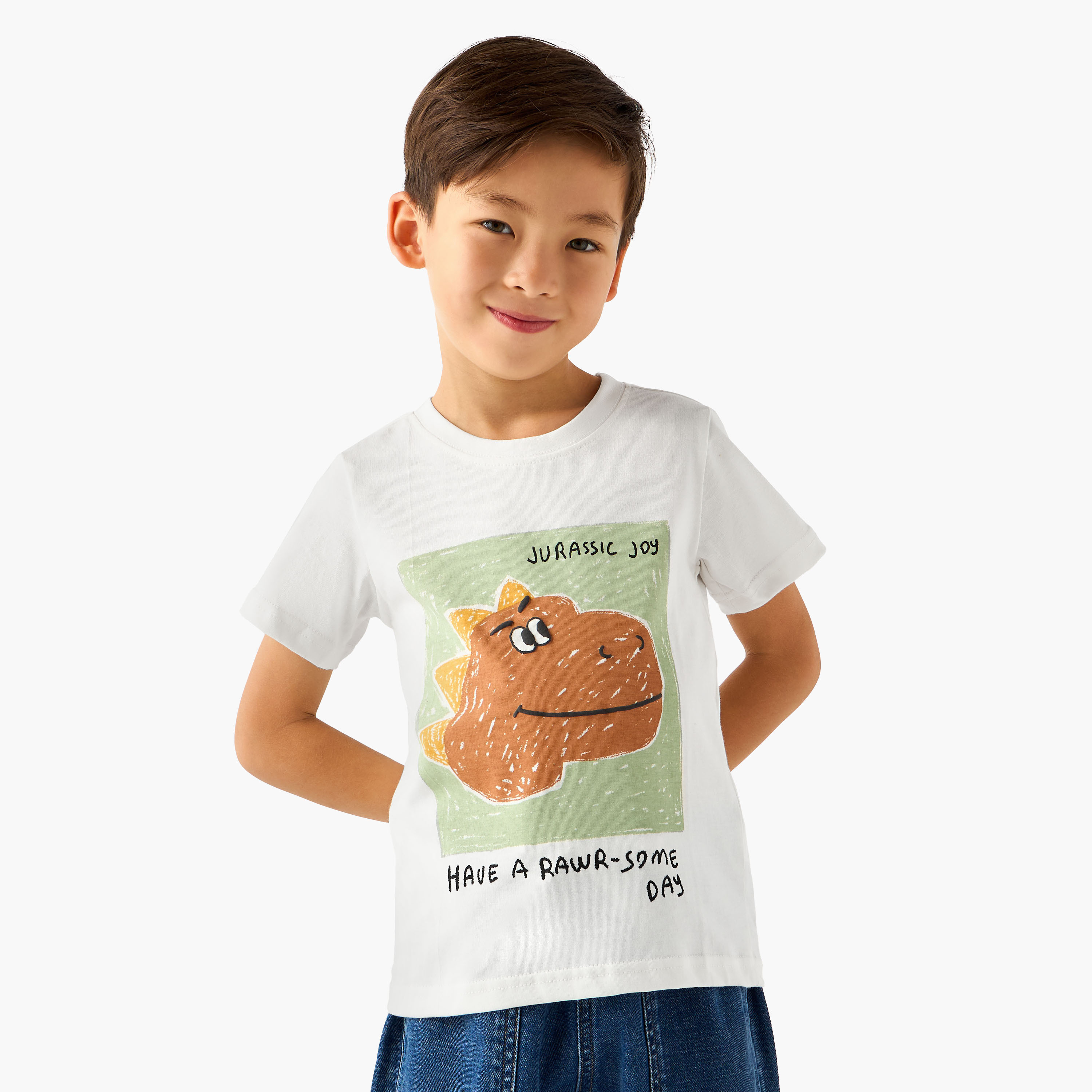 Pack of 2 Juniors Round Neck Short Sleeves T-shirt with Assorted Print-boys-clothing-tshirtsandpolos-image-2