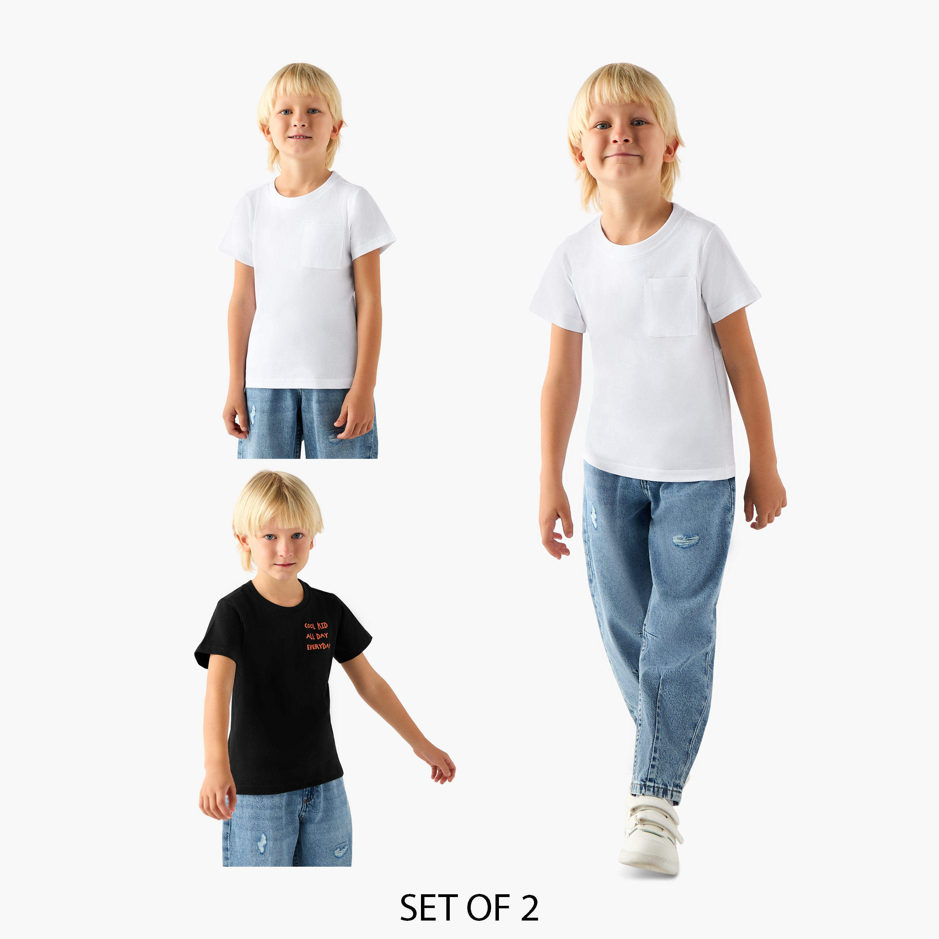 Pack of 2 Juniors Crew Neck Short Sleeves T-shirt with Assorted Design-boys-clothing-tshirtsandpolos-image-1