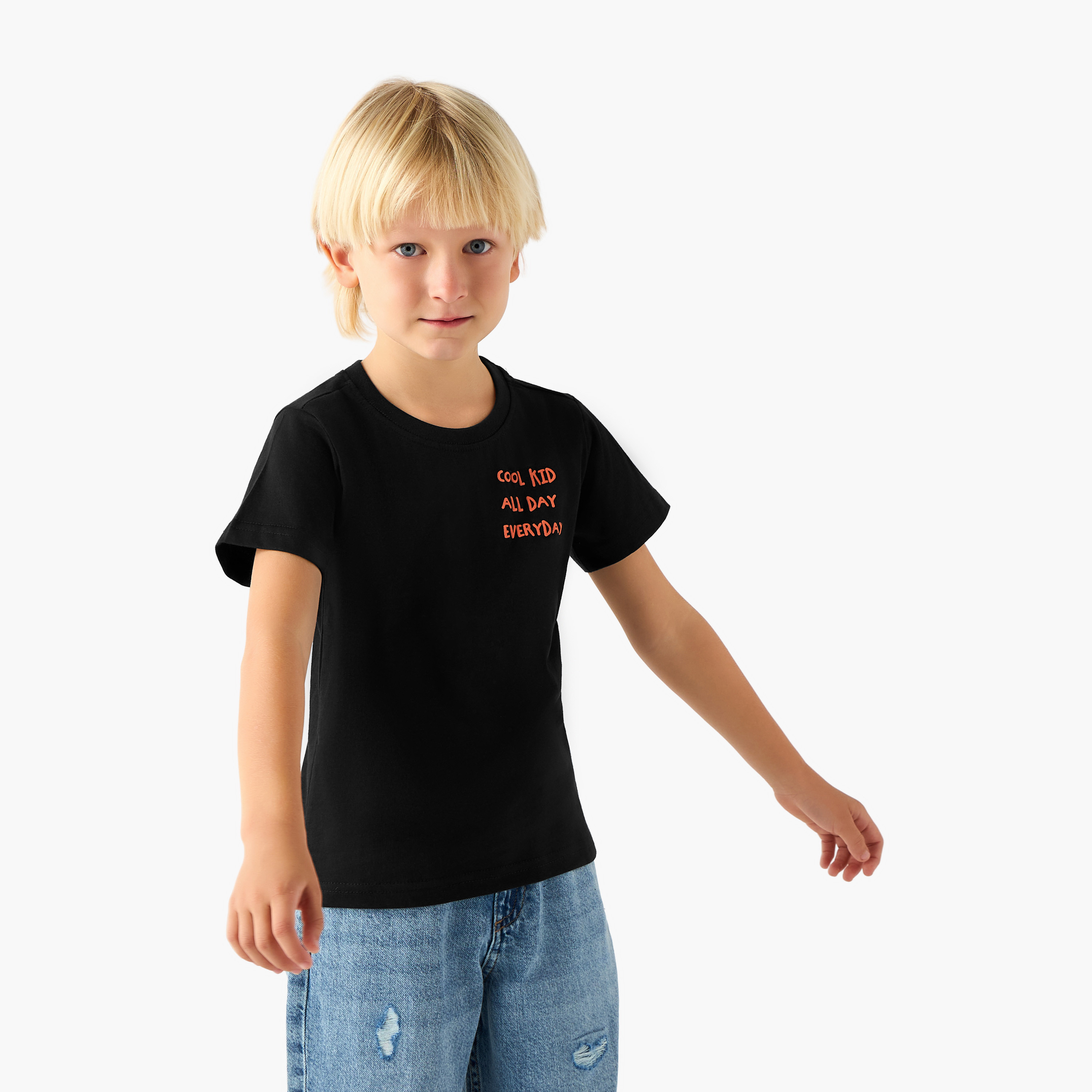 Pack of 2 Juniors Crew Neck Short Sleeves T-shirt with Assorted Design-boys-clothing-tshirtsandpolos-image-2