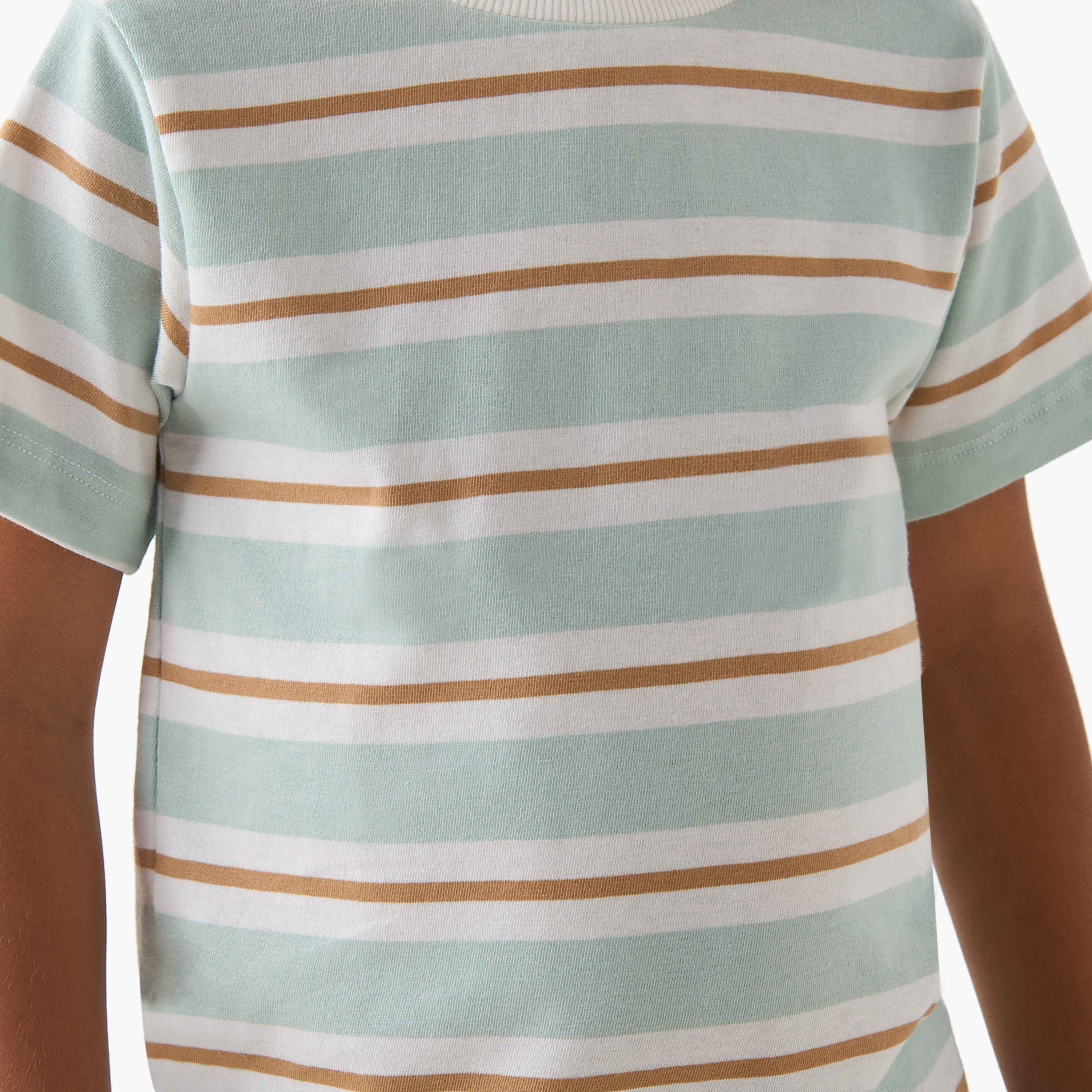 تيشيرت برقبة ضيقة وأكمام قصيرة ونمط مخطط من جونيورز-boys-clothing-tshirtsandpolos-image-5