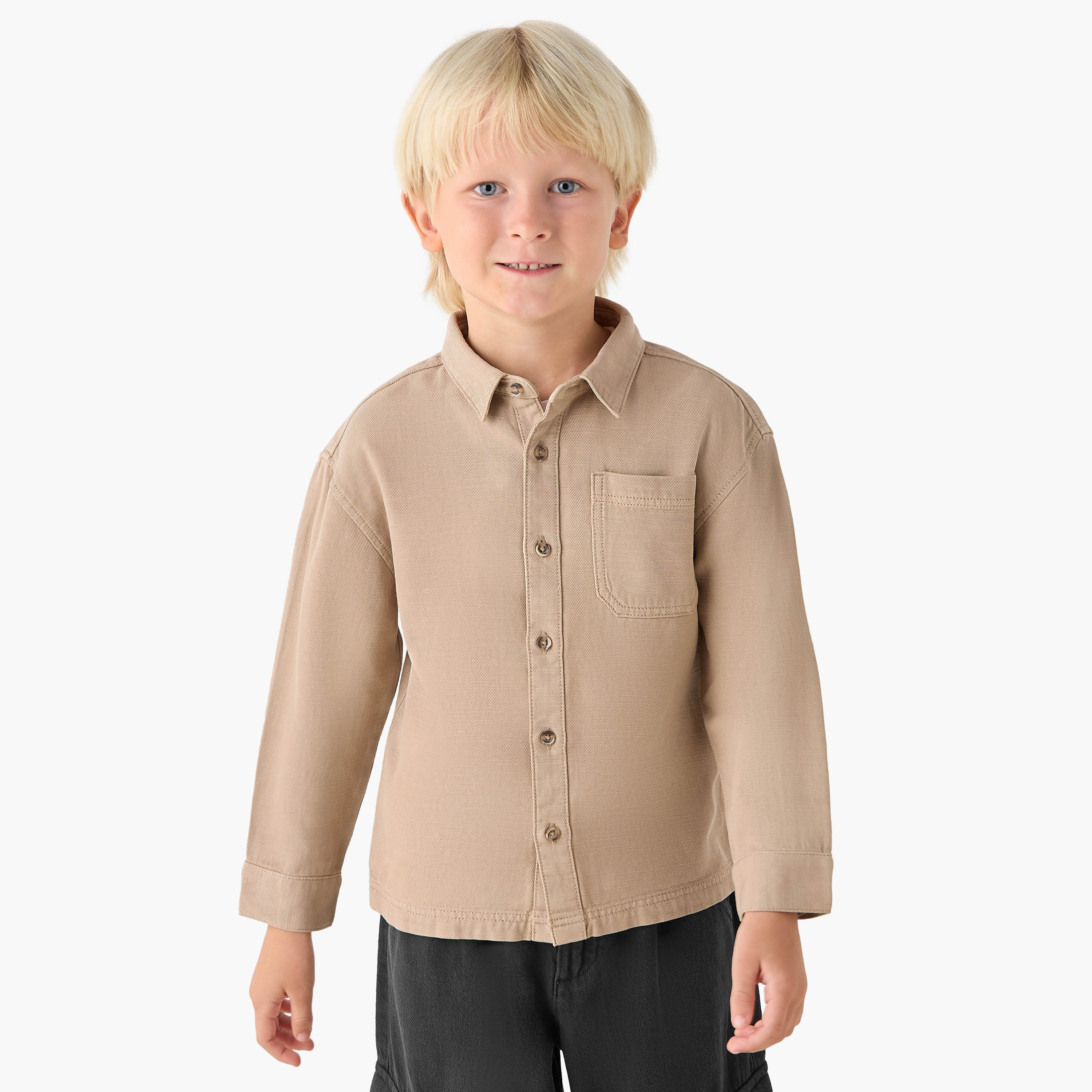 Juniors Long Sleeves Shirt with Chest Pocket-boys-clothing-shirts-image-1