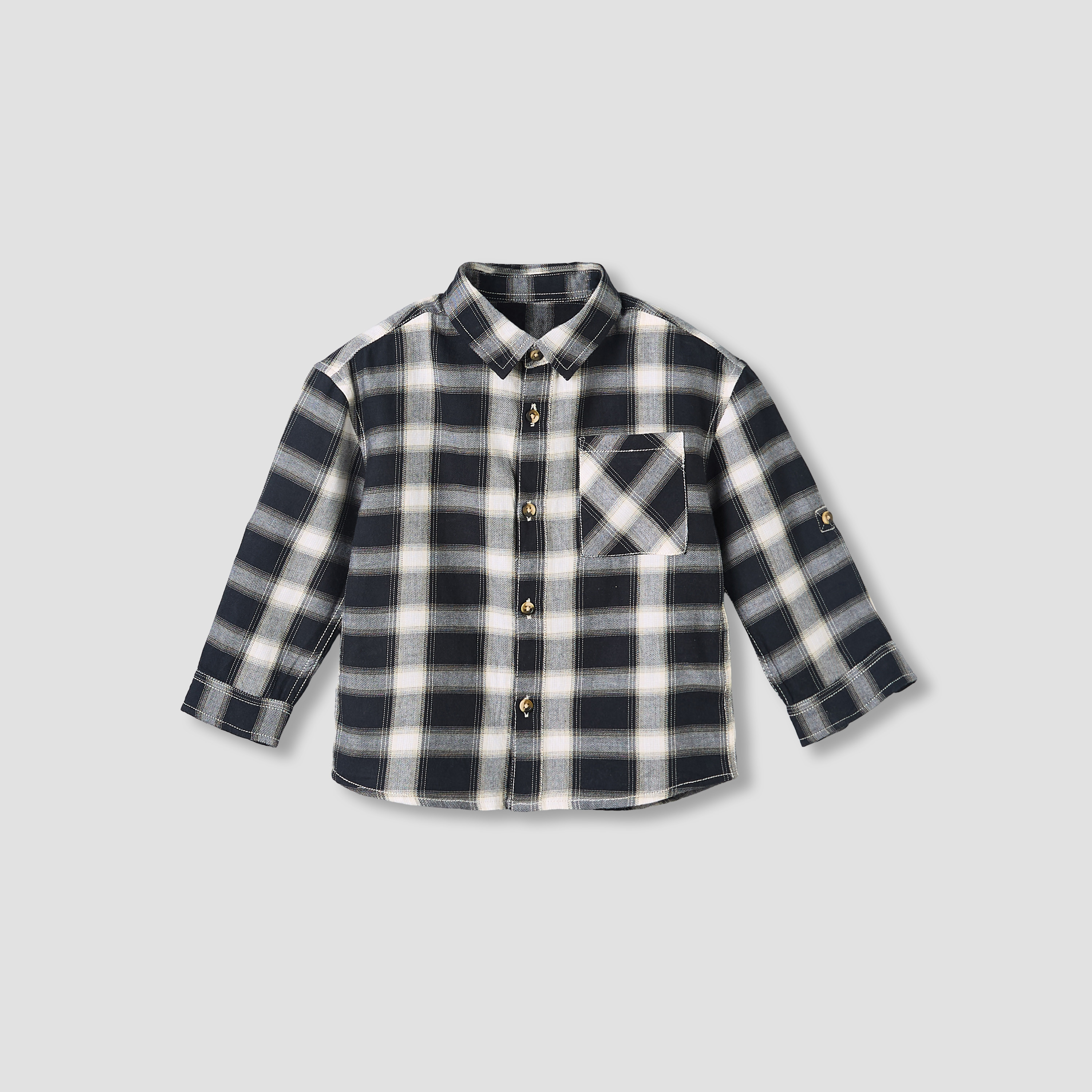 Juniors Long Sleeves Shirt with Checked Design-boys-clothing-shirts-image-1