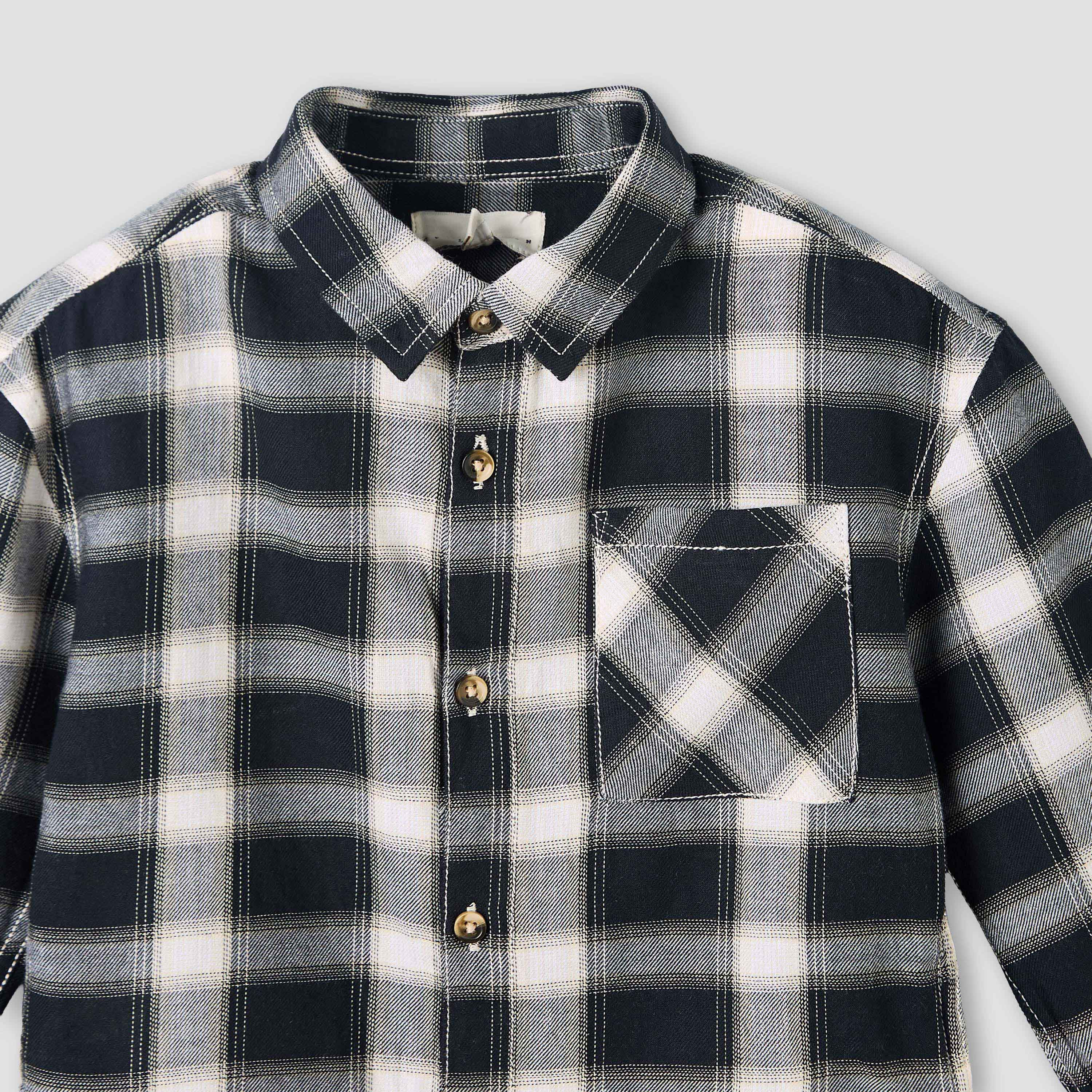 Juniors Long Sleeves Shirt with Checked Design-boys-clothing-shirts-image-4