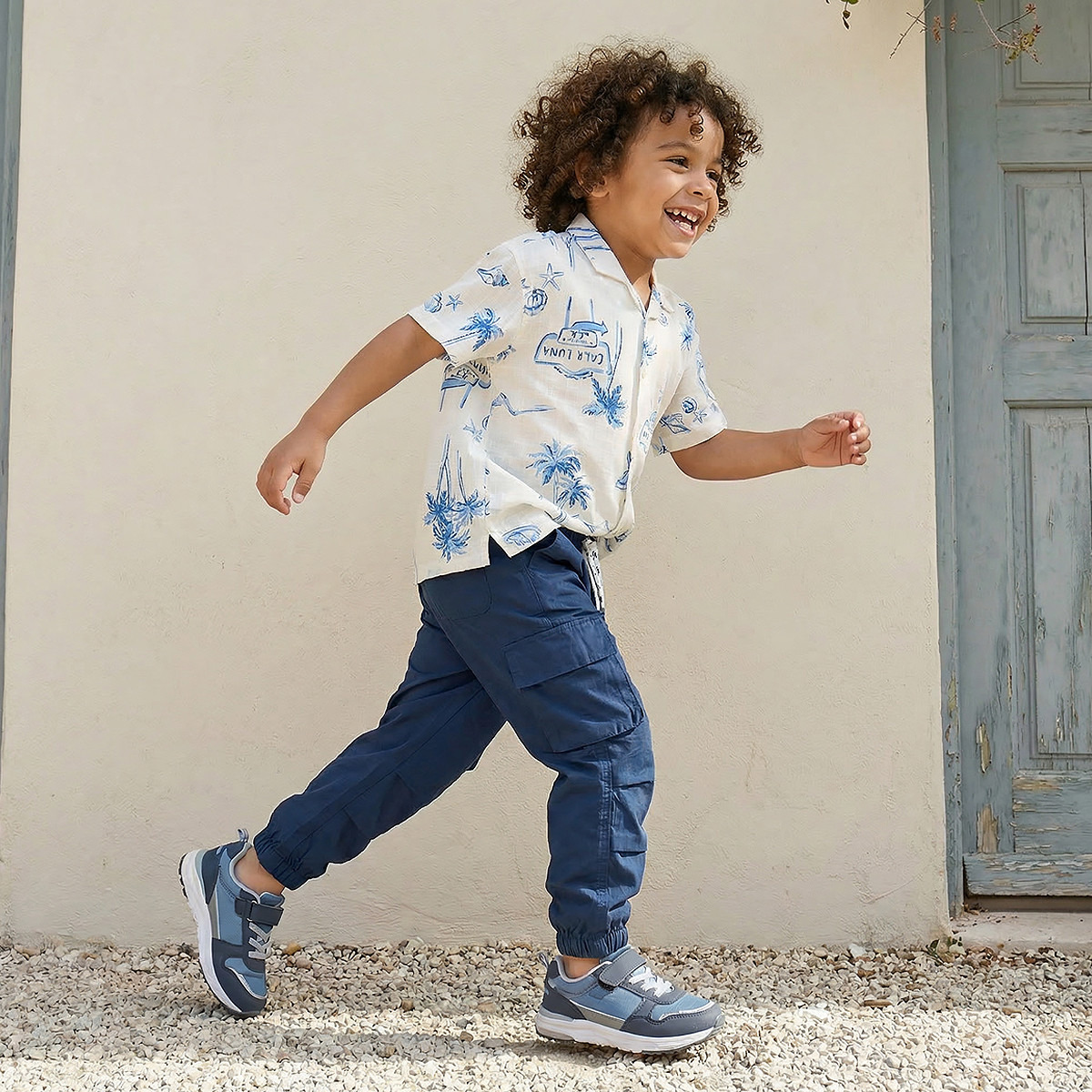 Juniors Short Sleeves Shirt with Beach Print-boys-clothing-shirts-image-2