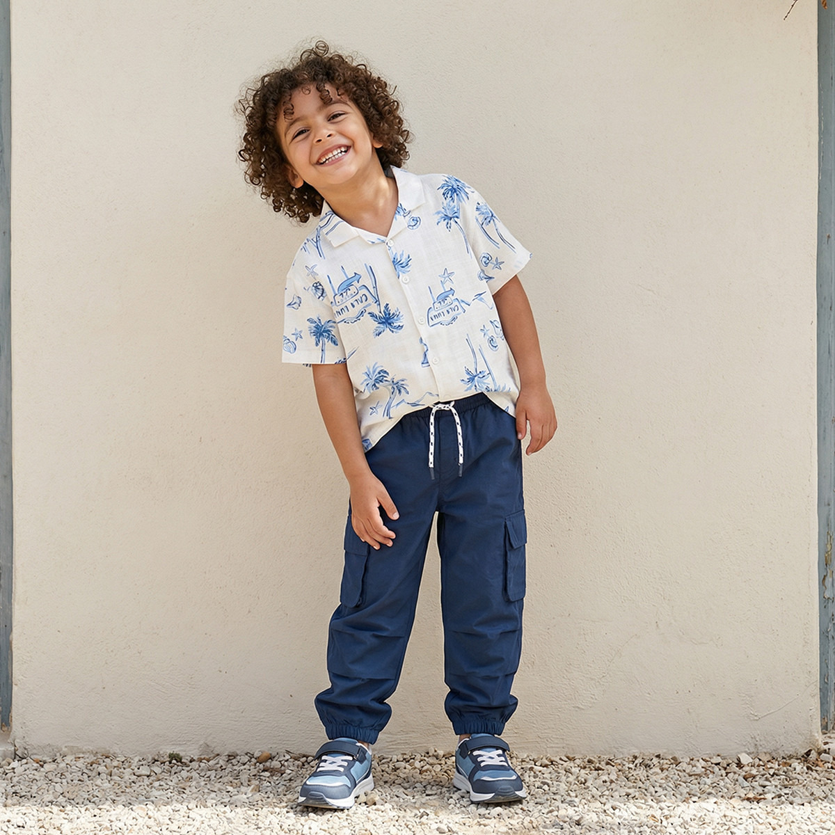 Juniors Short Sleeves Shirt with Beach Print-boys-clothing-shirts-image-5