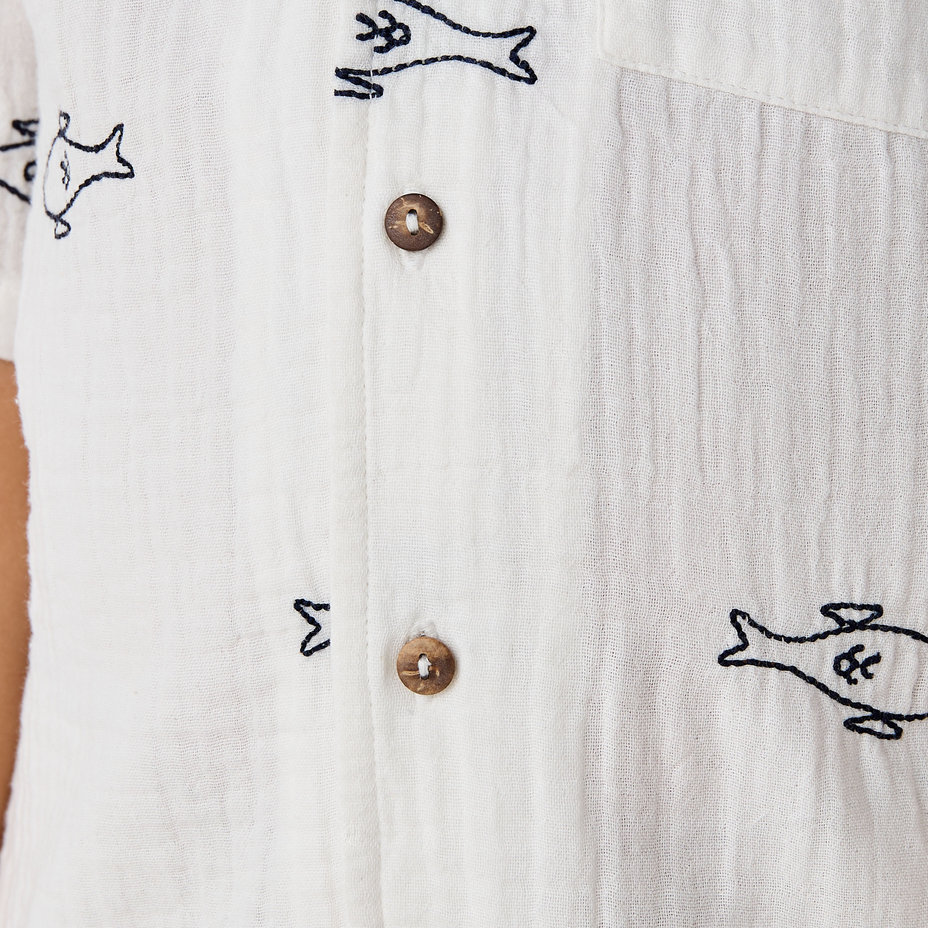 Juniors Short Sleeves Shirt with Fish Embroidery-boys-clothing-shirts-image-5