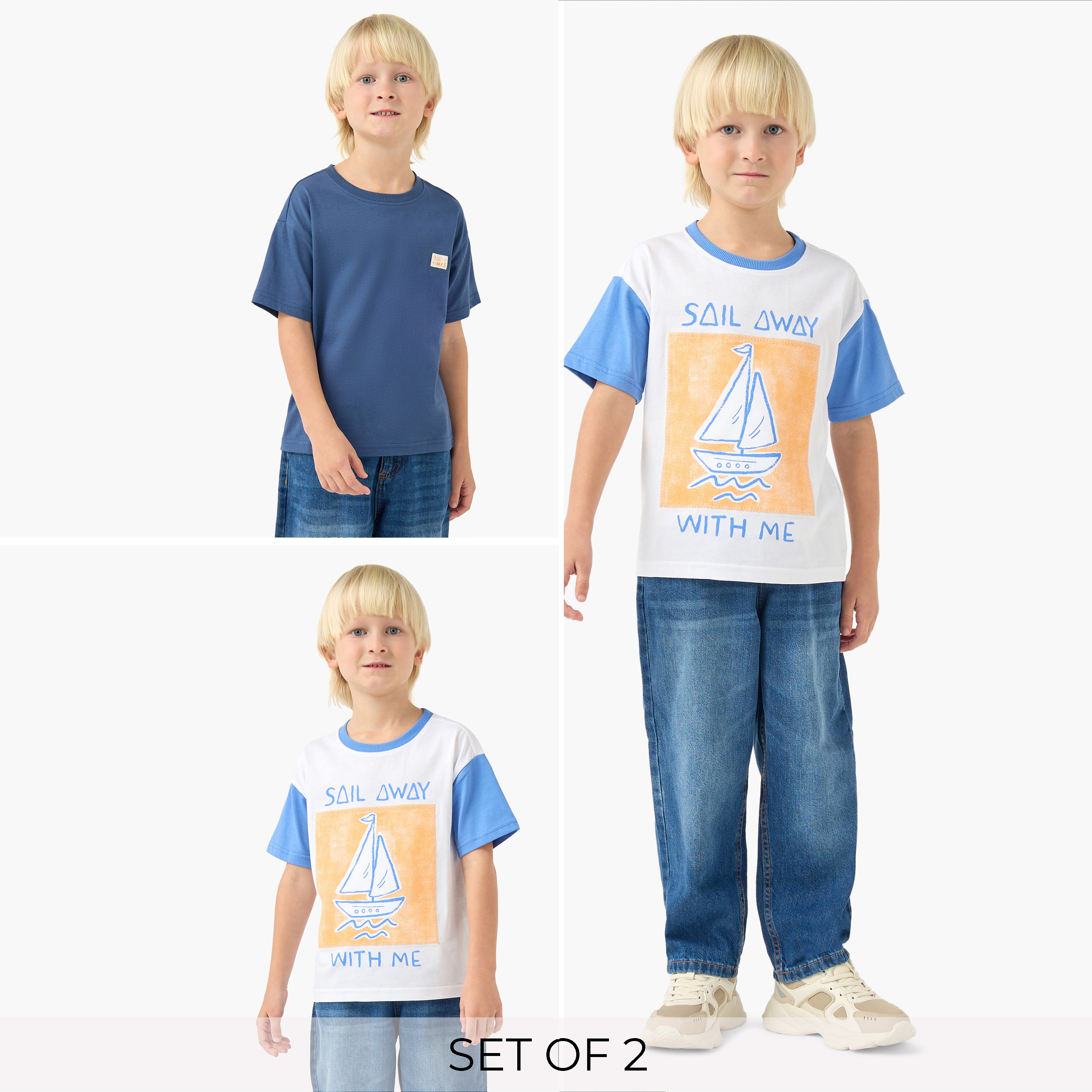 Pack of 2 Juniors Short Sleeve T-shirt with Print-boys-clothing-tshirtsandpolos-image-1