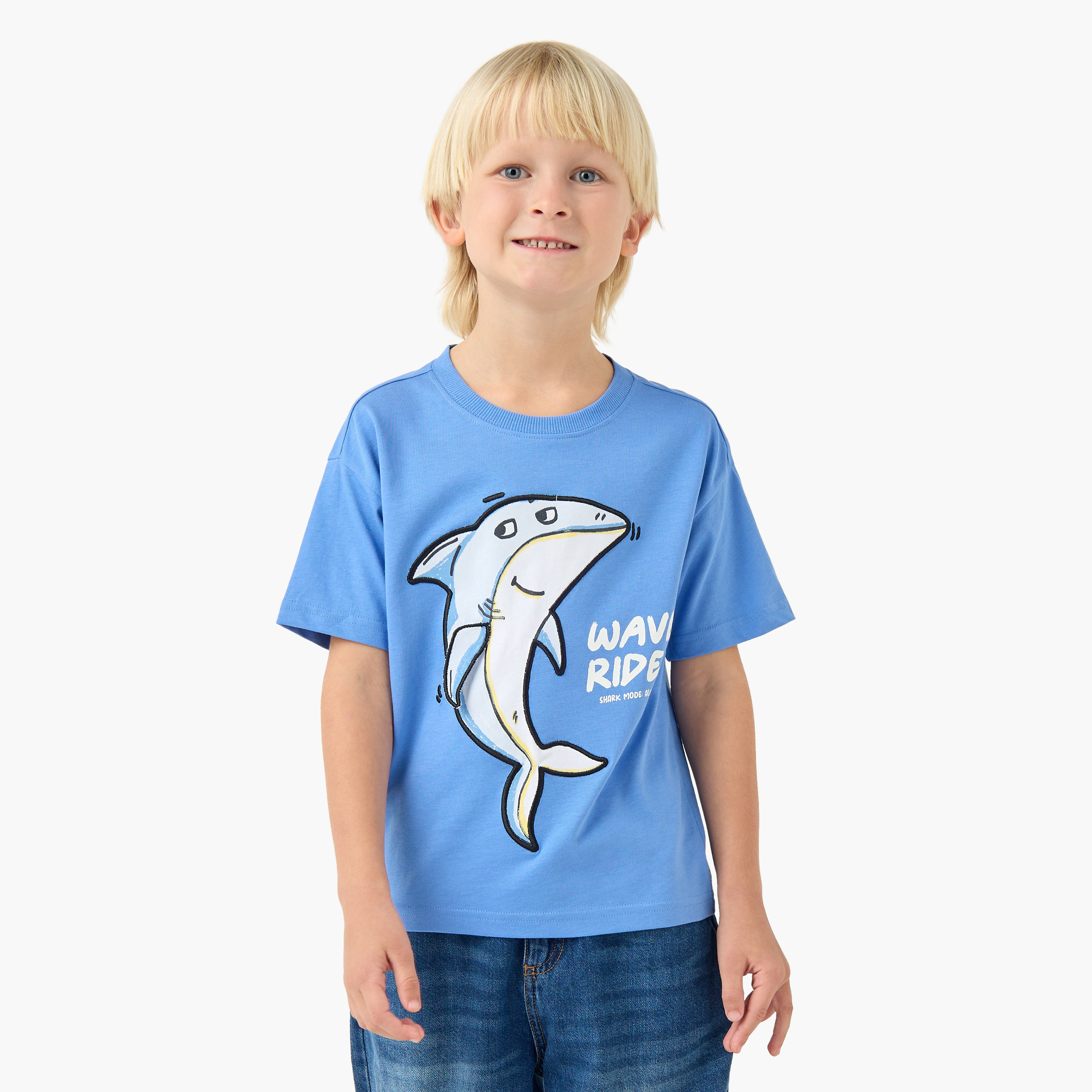 Pack of 2 Juniors Crew Neck Short Sleeves T-shirt with Assorted Design-boys-clothing-tshirtsandpolos-image-6